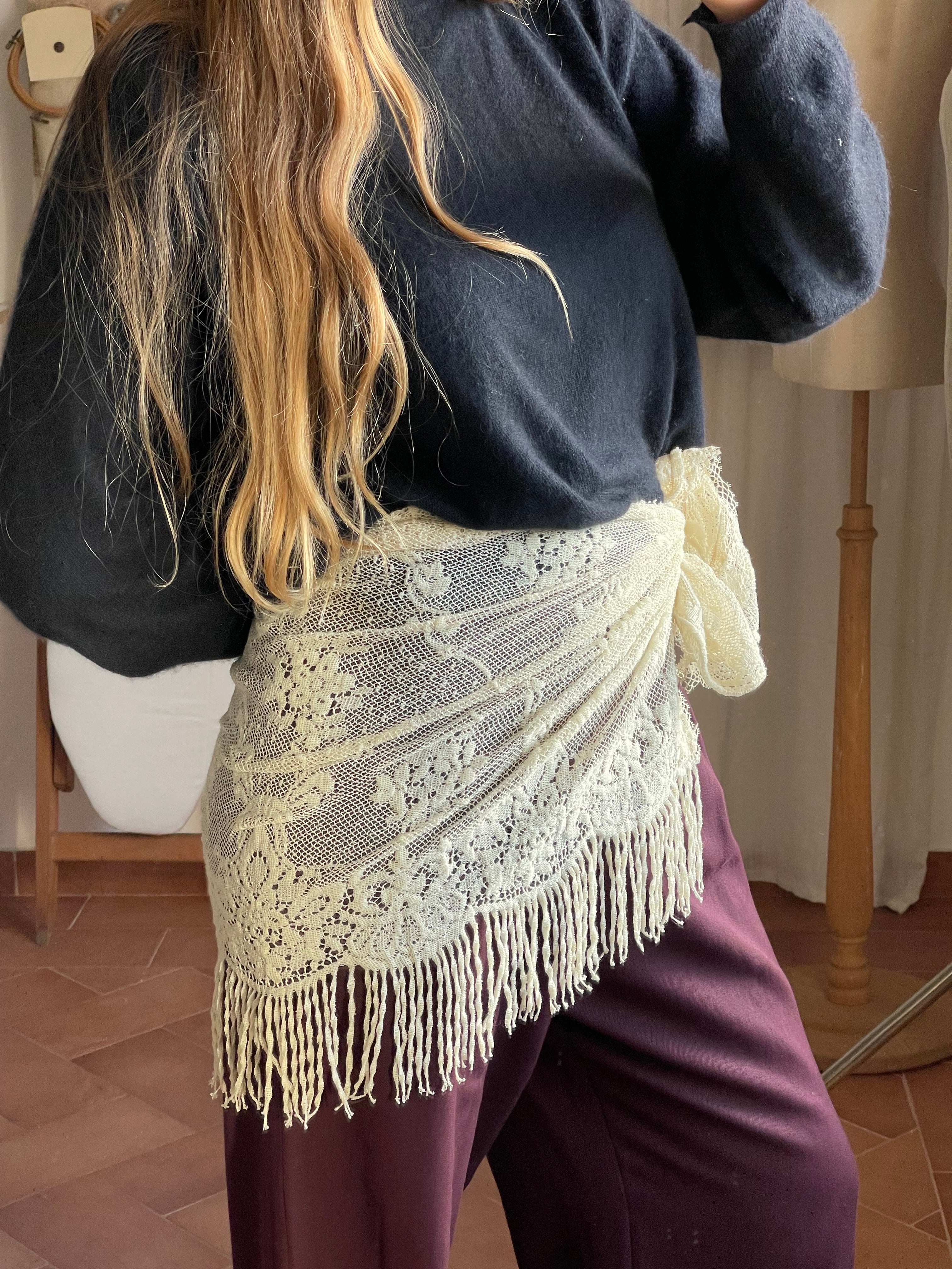 Minigonna pizzo con frange vintage