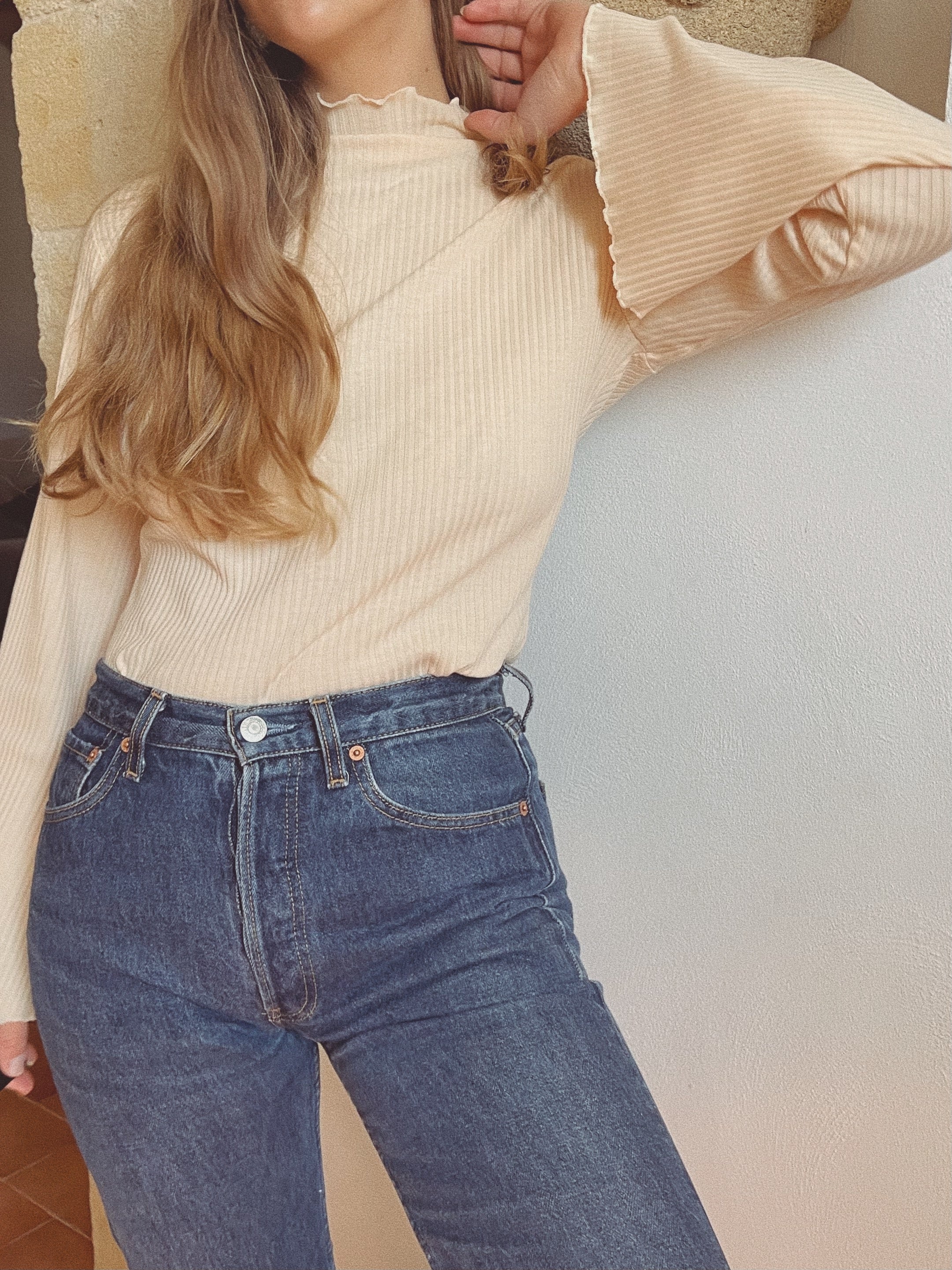Peach ribbed t-shirt