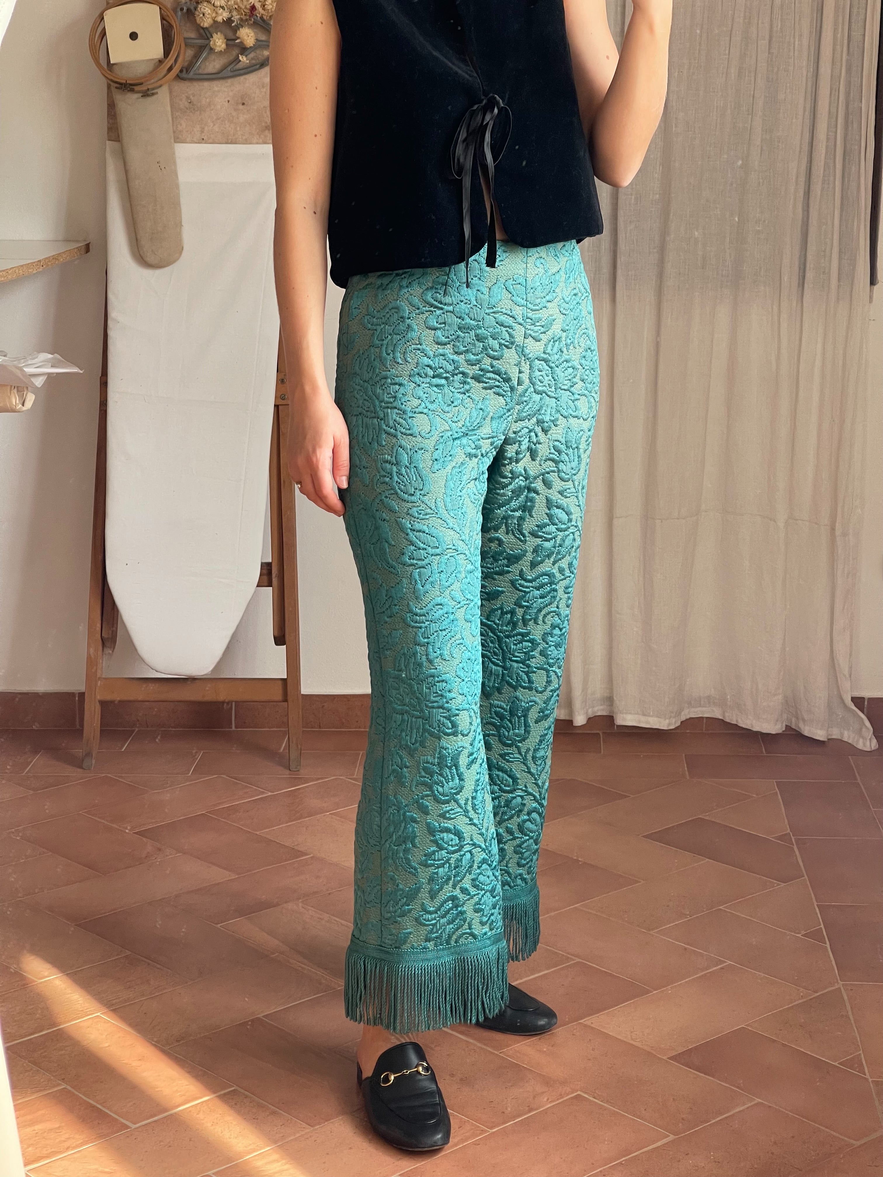 Pantalone jacquard con frange