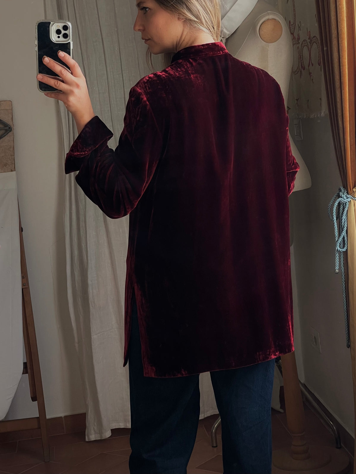 Mandarin jacket velluto di seta