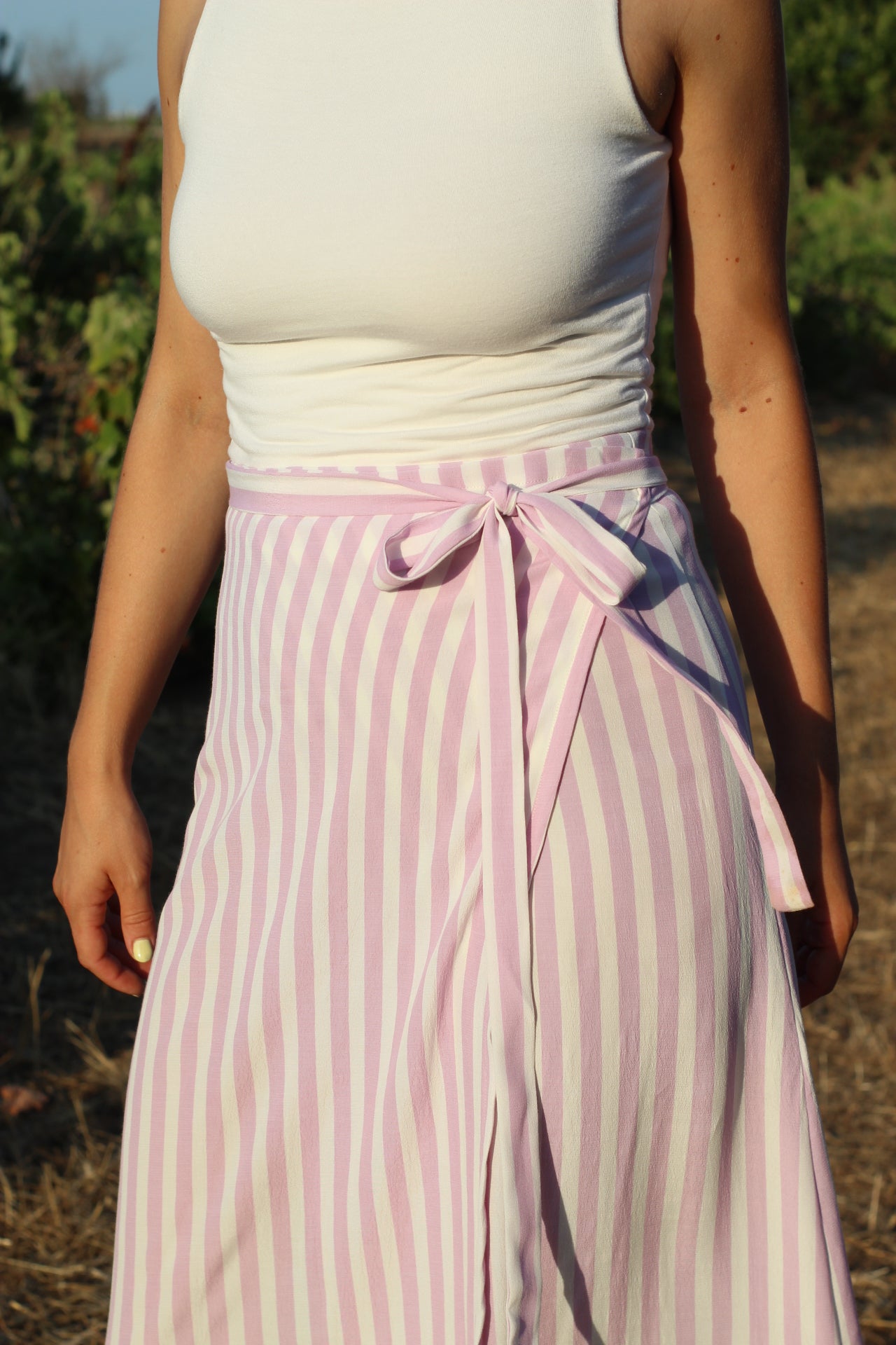 Isole striped midi viscose skirt