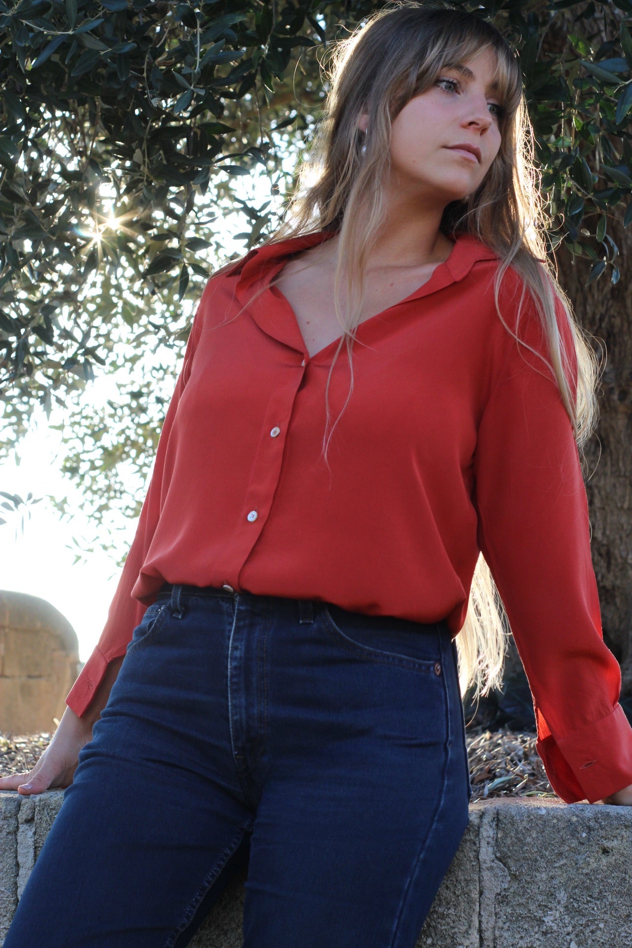 Camicia Clara Pura Seta Mattone