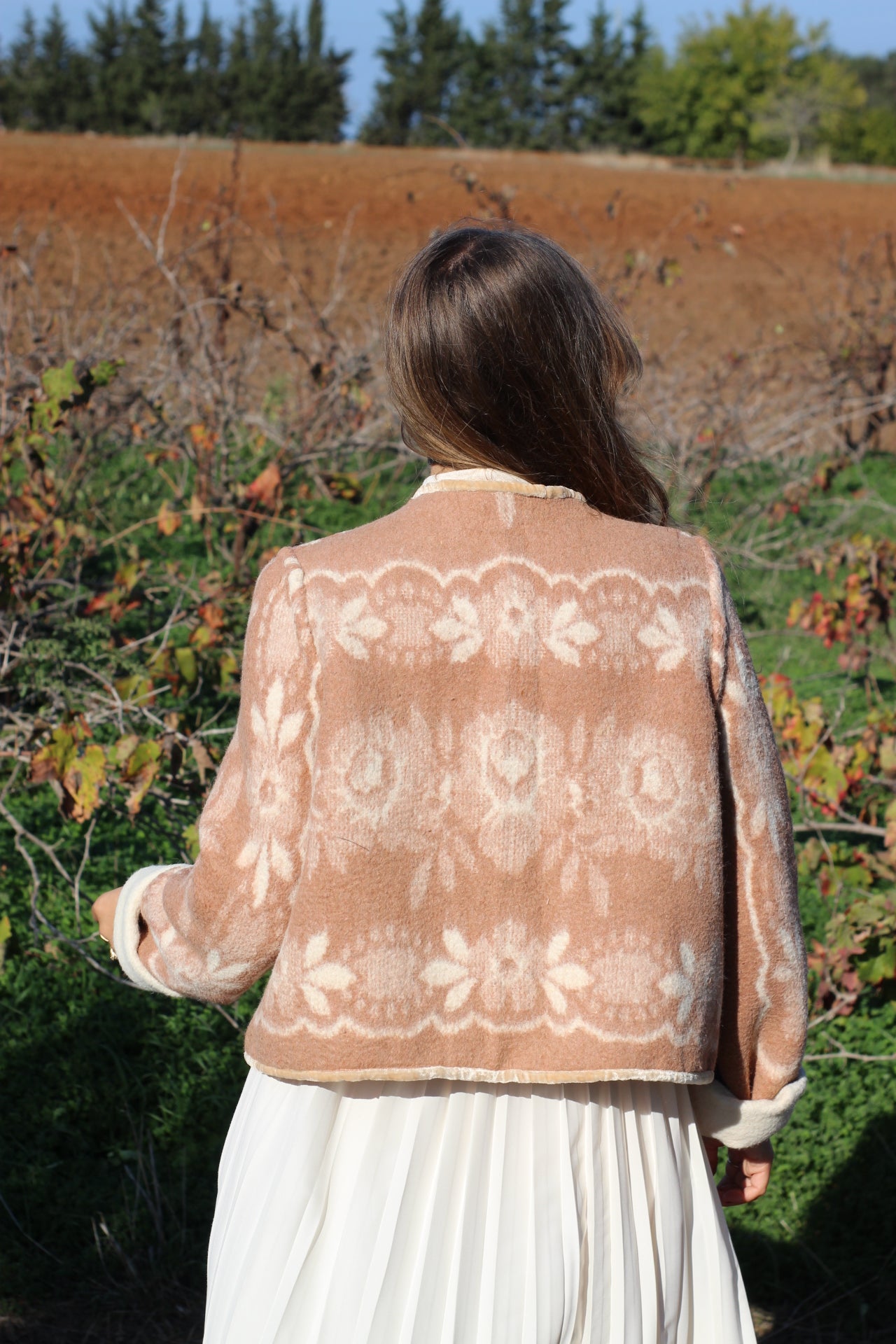 Giacchina con fiocchi lana rosa vintage