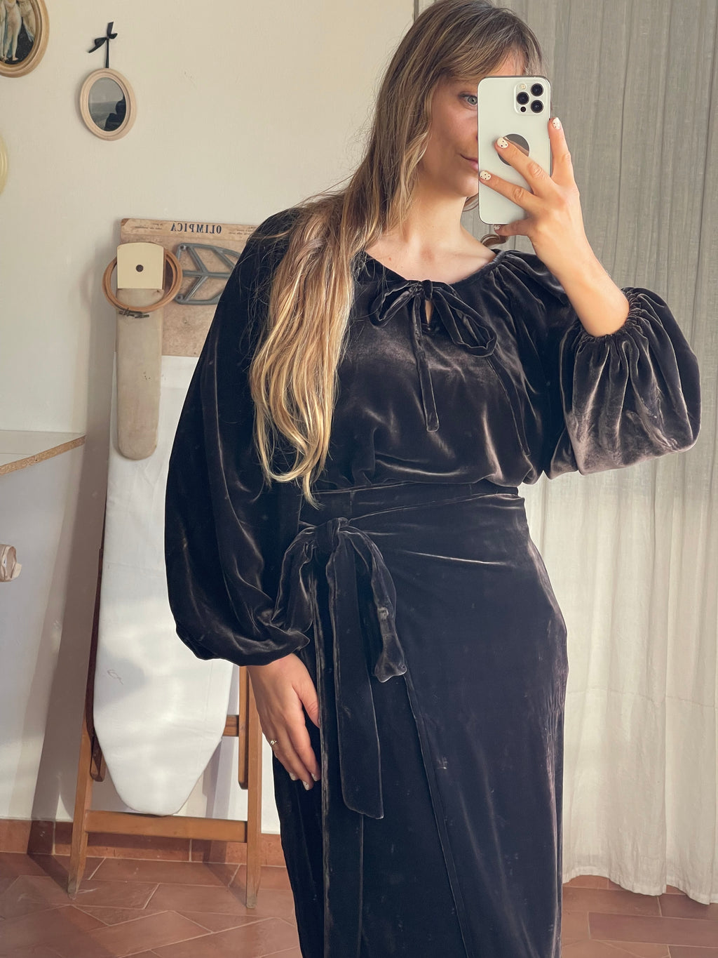 Brown Silk Velvet Blouse