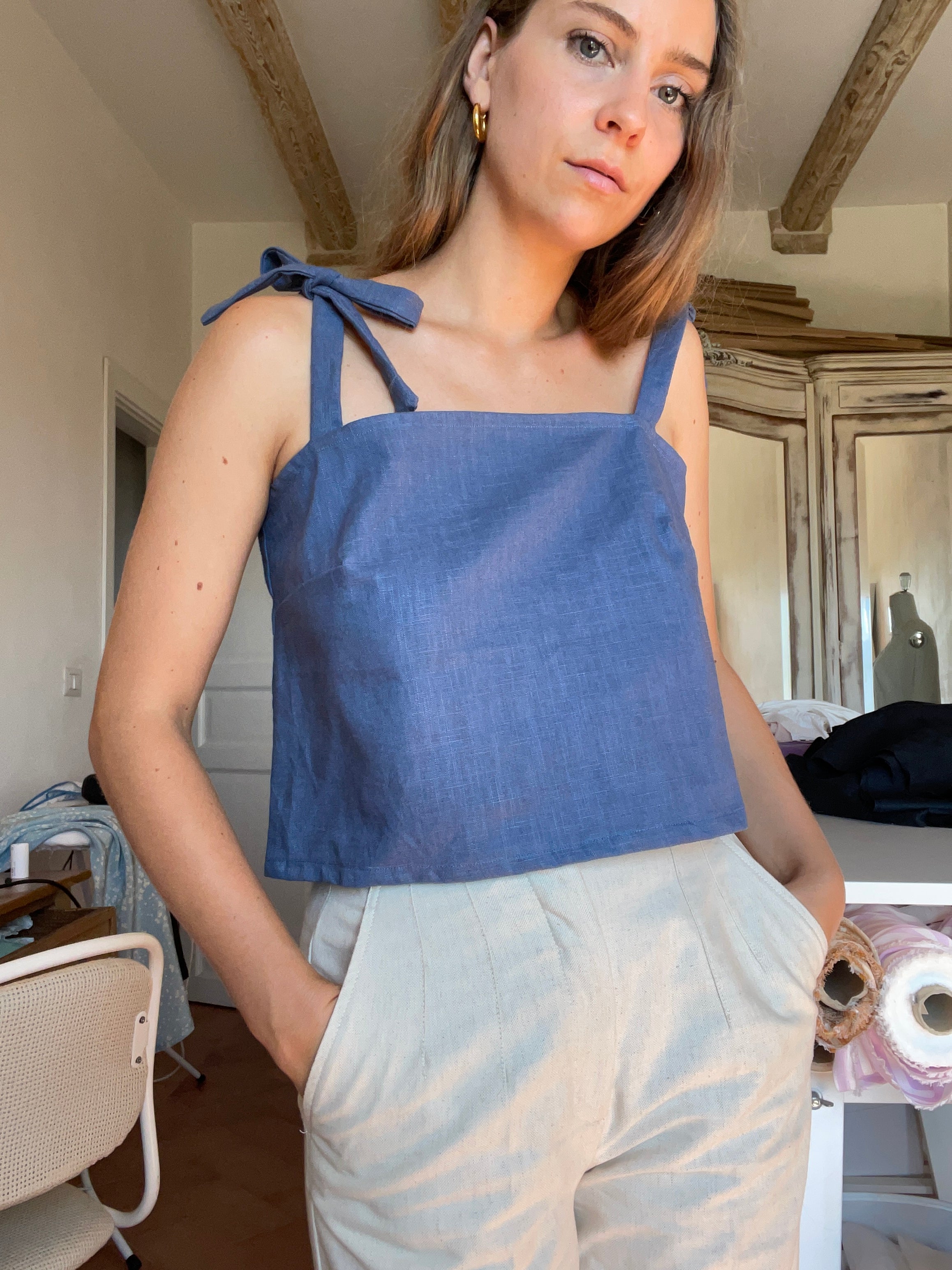 Top SPF lino blu