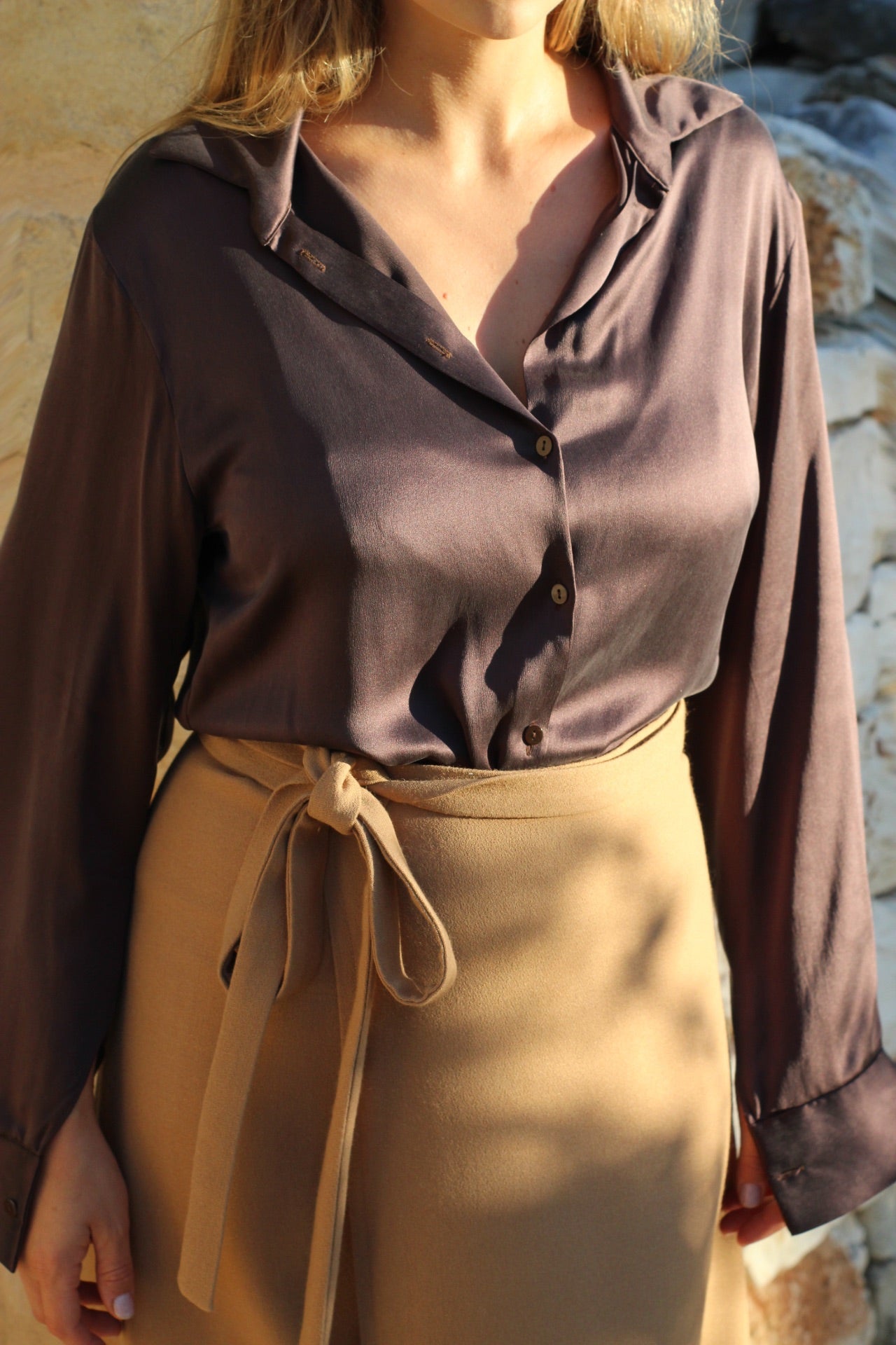 Camicia Clara pura seta marrone