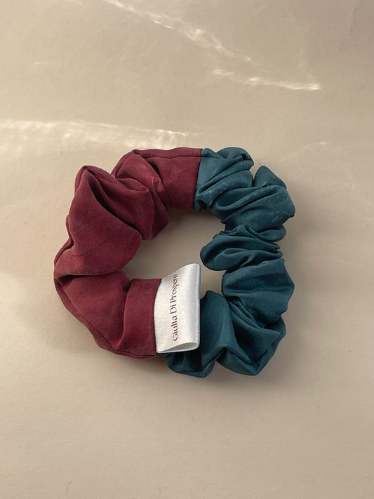 Medium Scrunchie seta bicolore