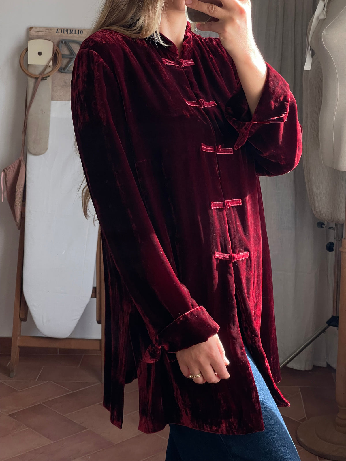 Mandarin jacket velluto di seta