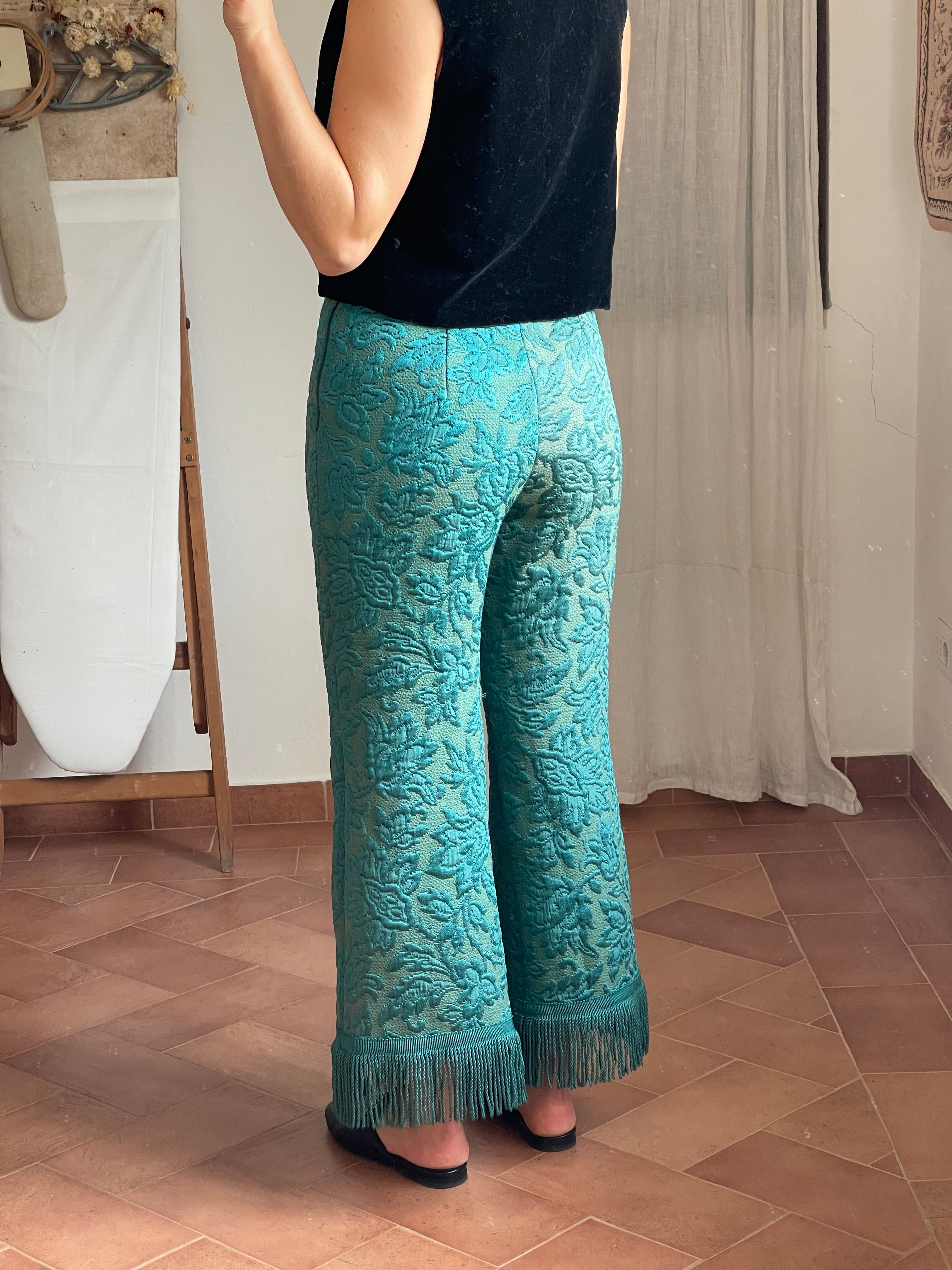 Pantalone jacquard con frange
