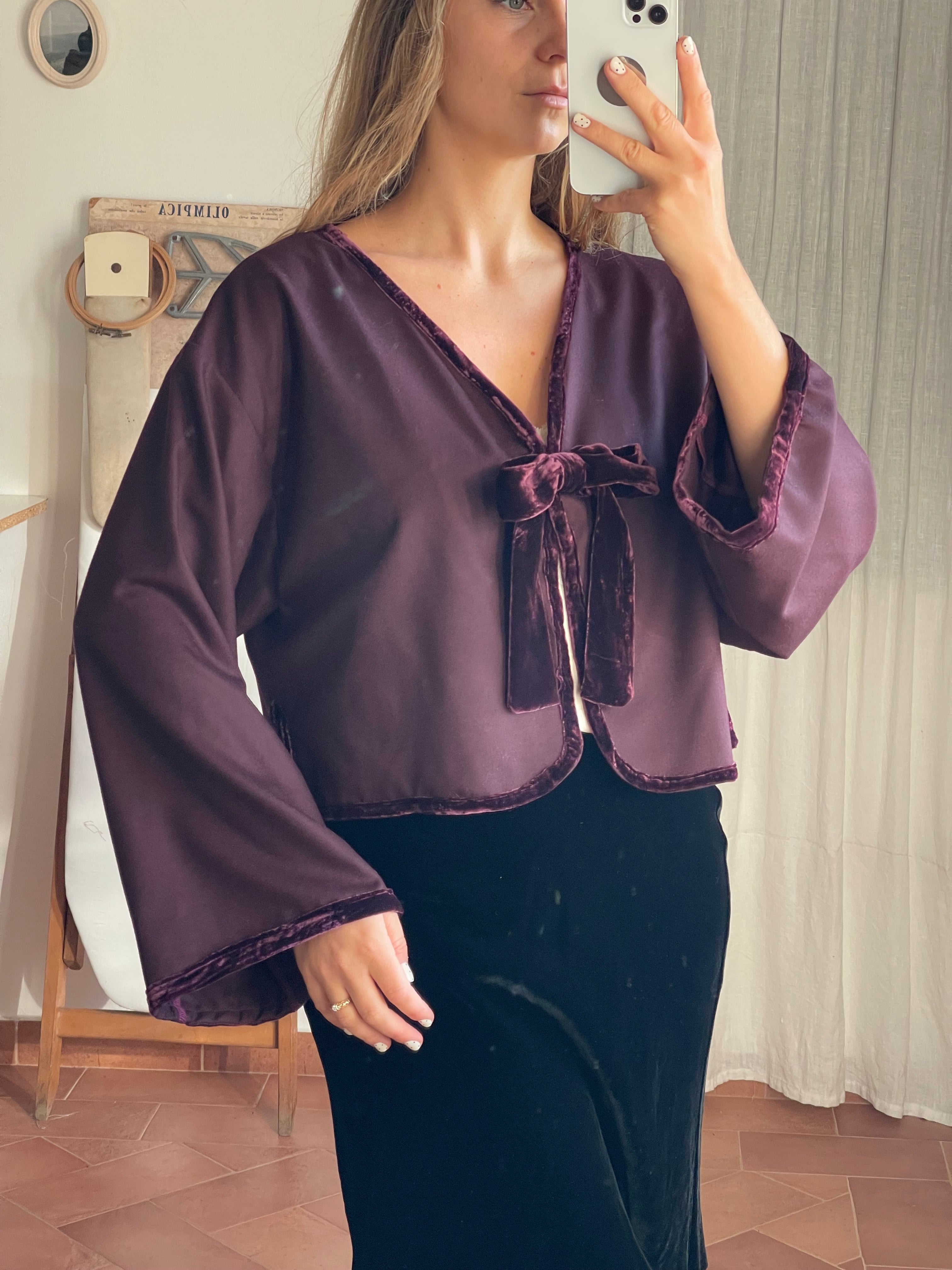 Cardigan Fiocco in lana pura scollo a V