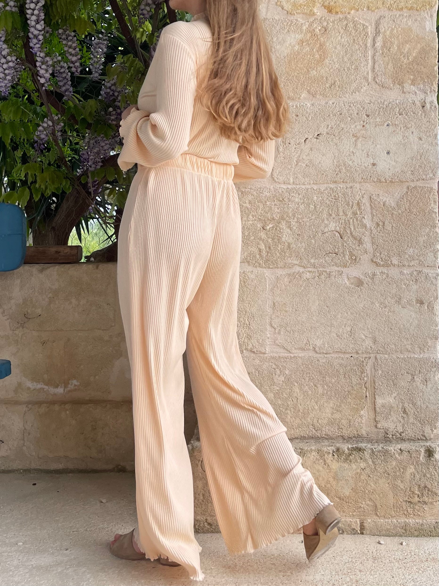 Peach ribbed lounge pants