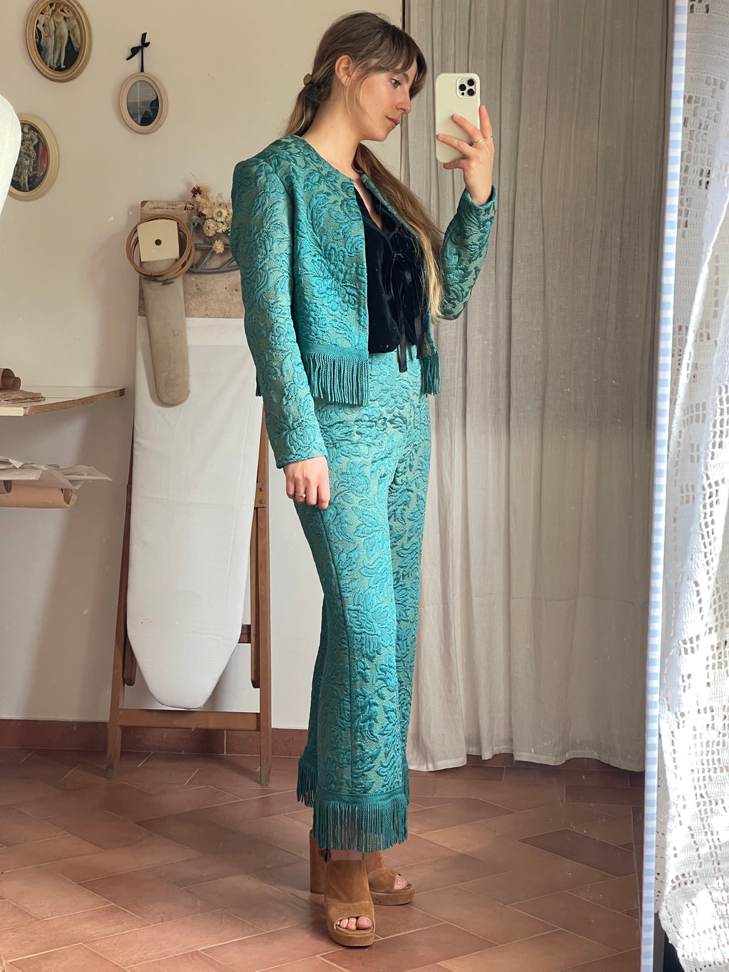 Giacchina jacquard con frange