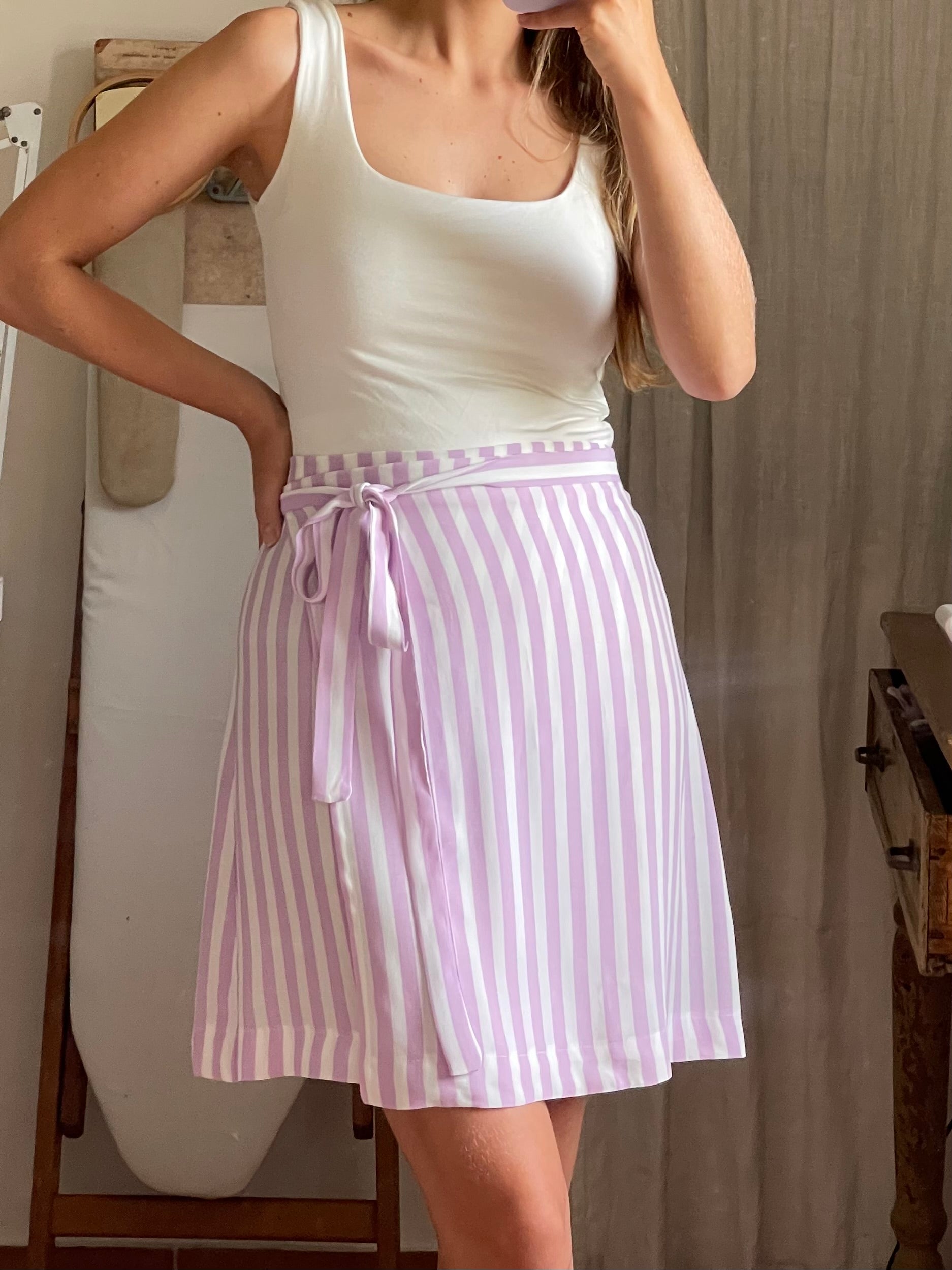 Mini viscose striped islands skirt
