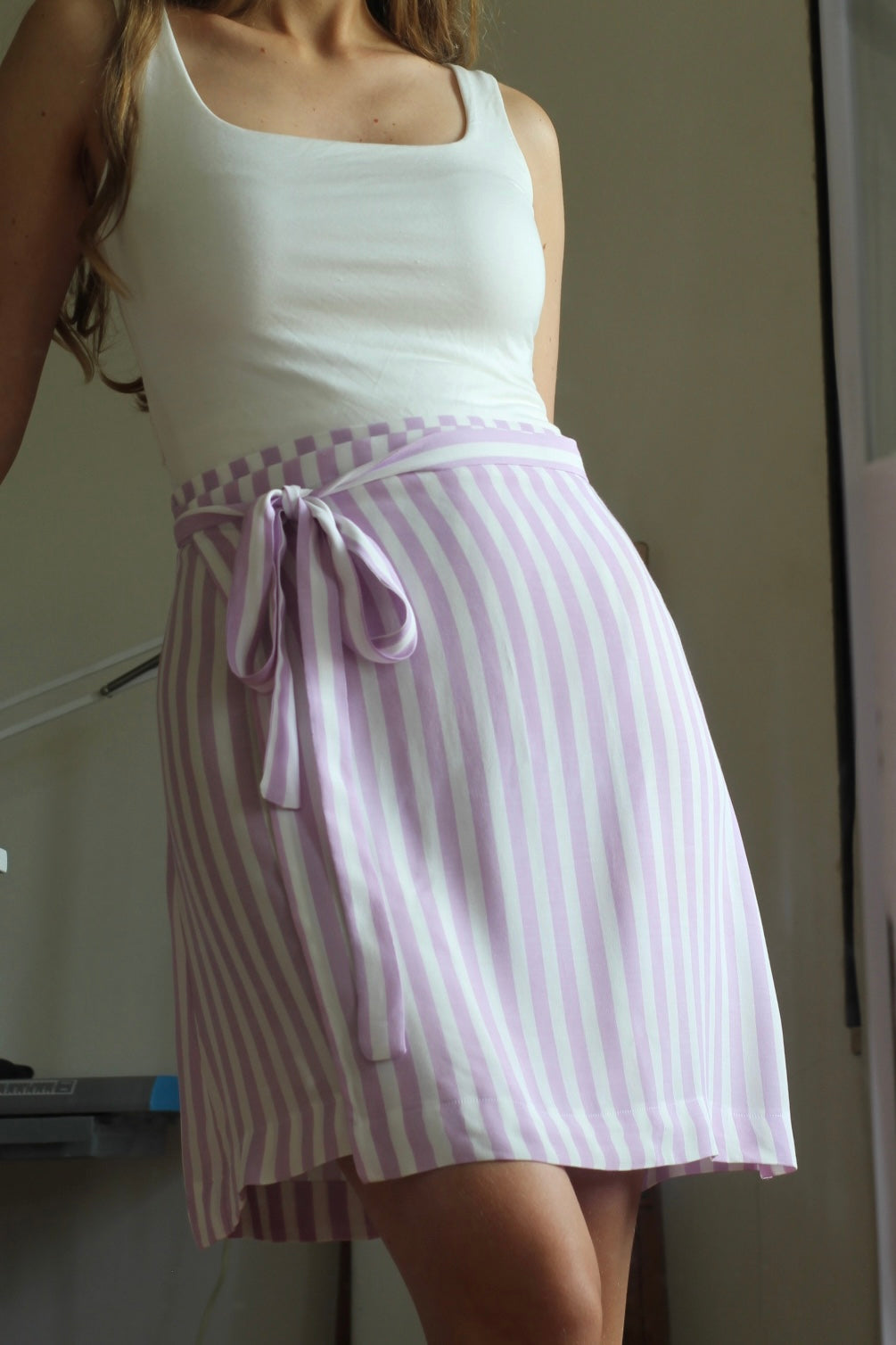 Mini viscose striped islands skirt