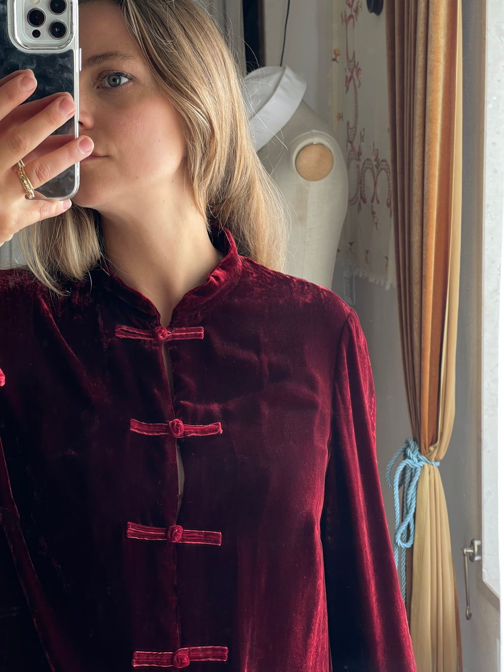 Mandarin jacket velluto di seta