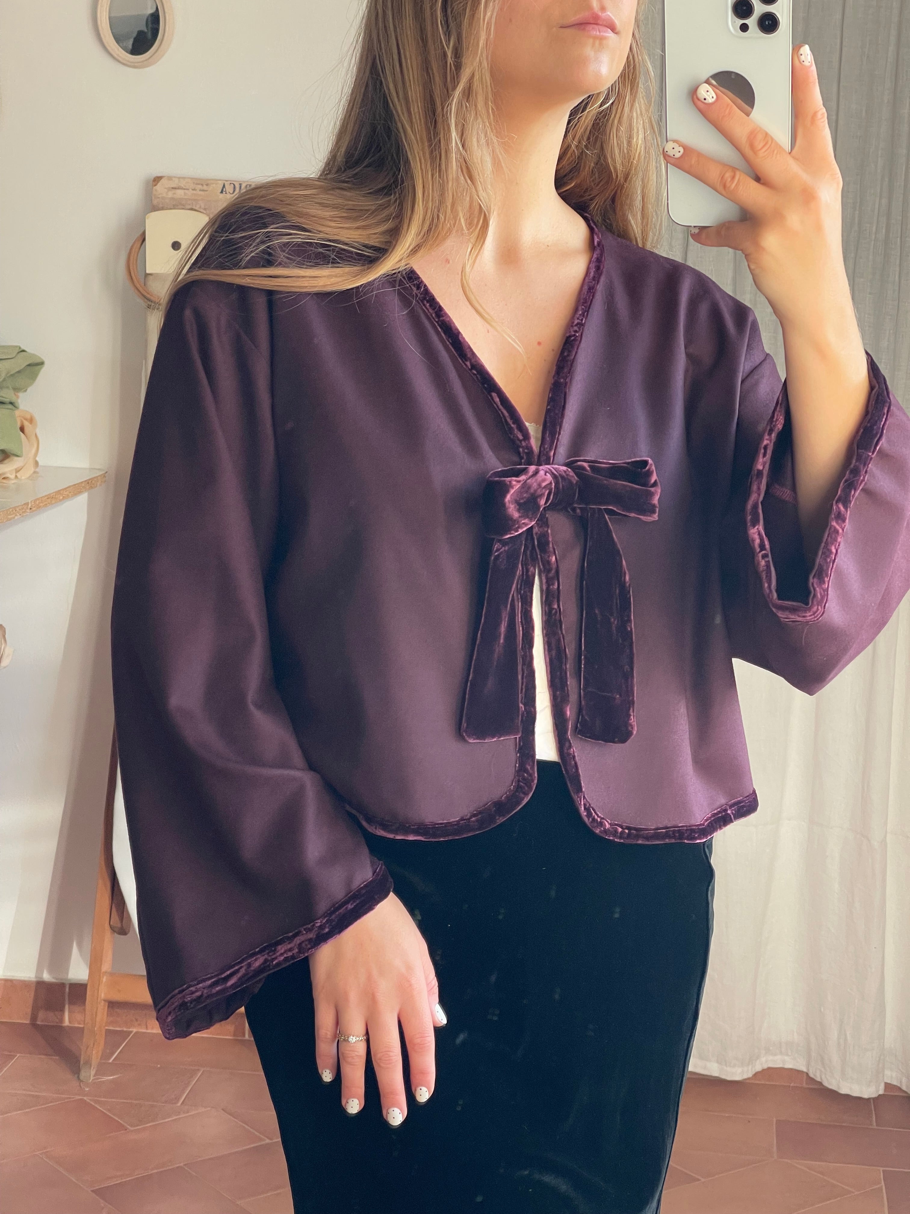 Cardigan Fiocco in lana pura scollo a V