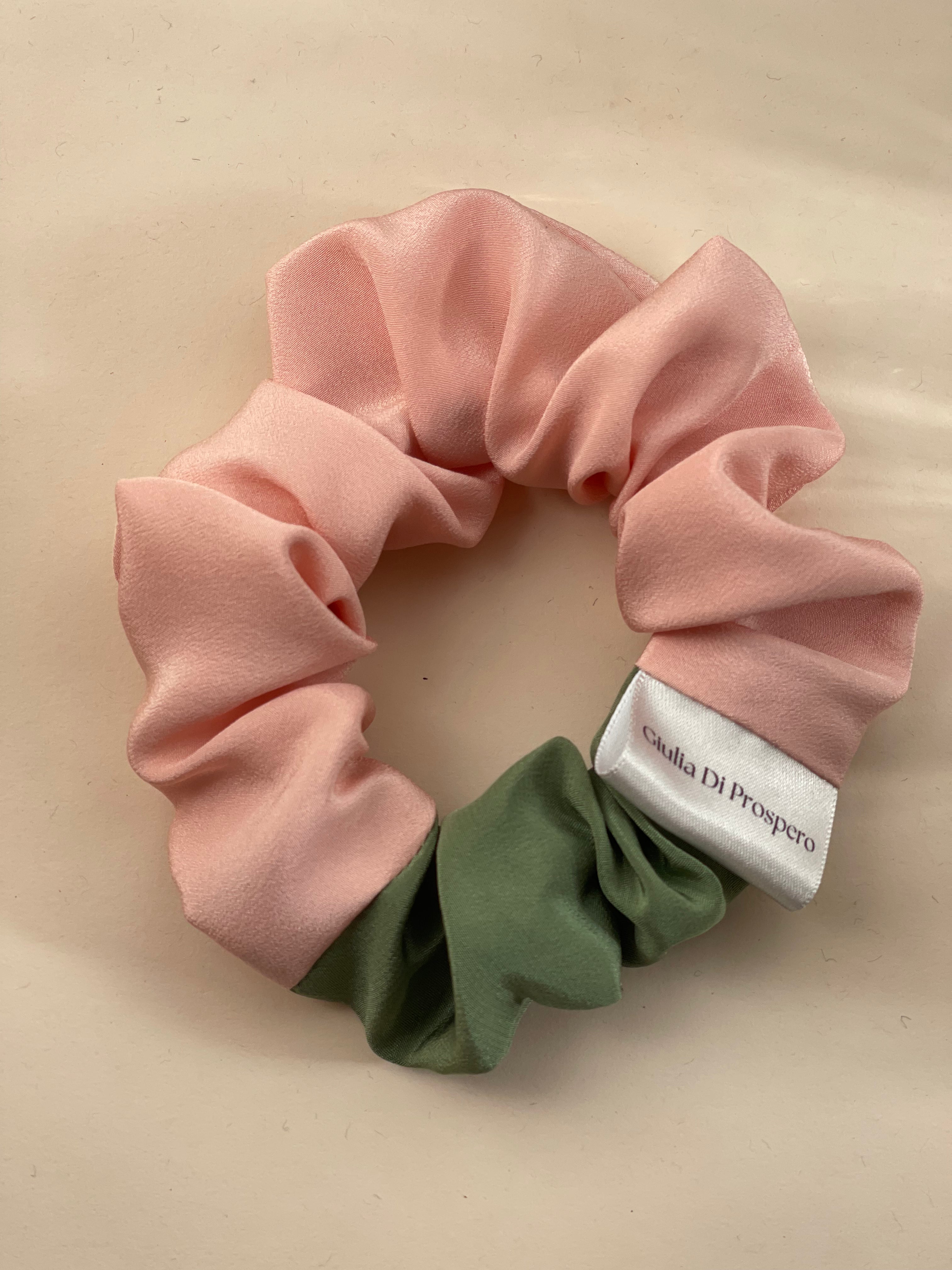 Medium Scrunchie seta bicolore