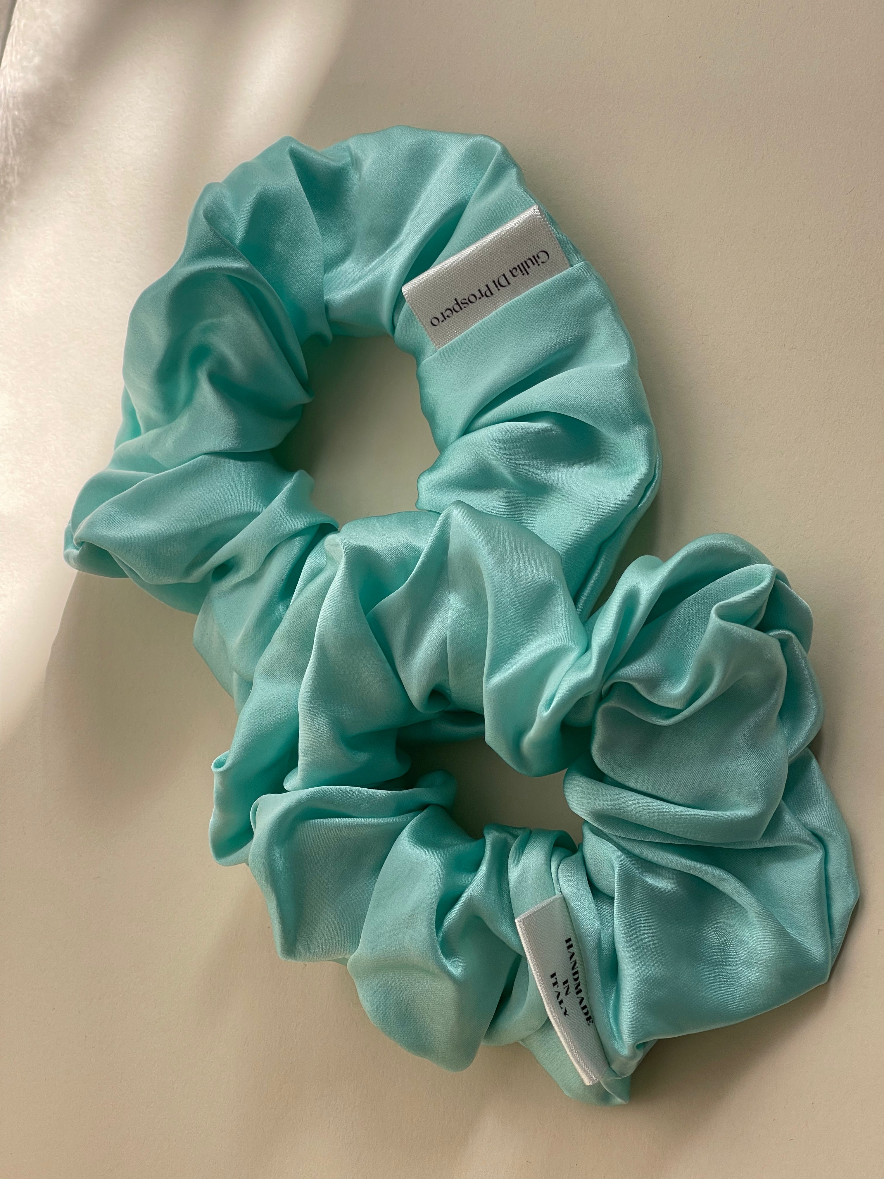 Maxi Scrunchie Seta Acquamarina