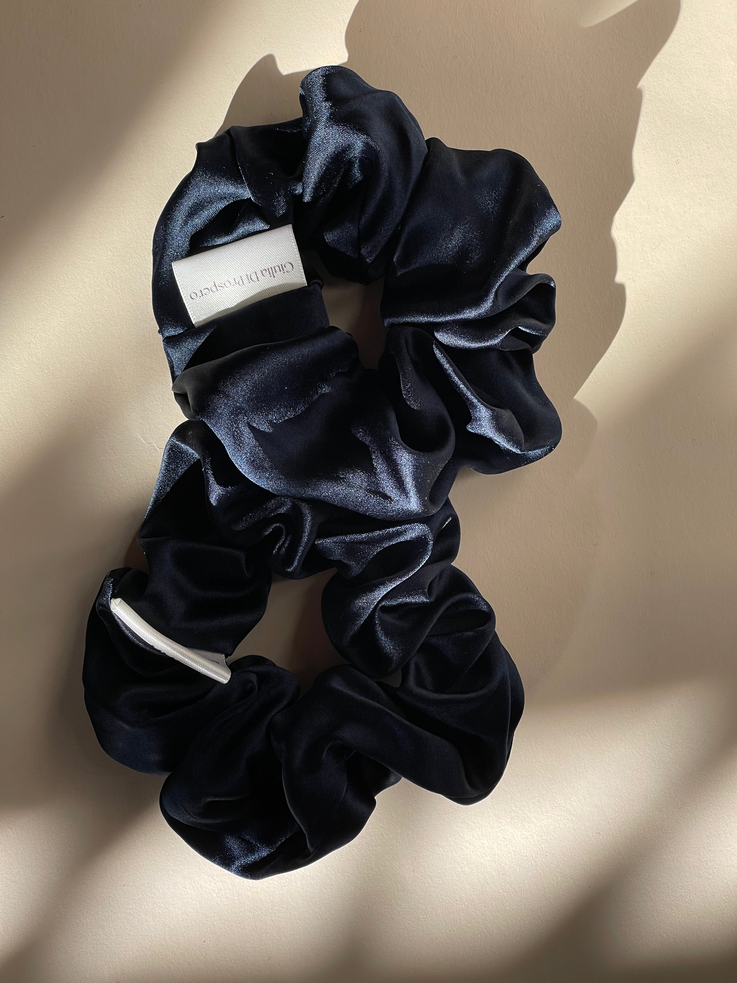 Maxi Scrunchie raso Seta Blu