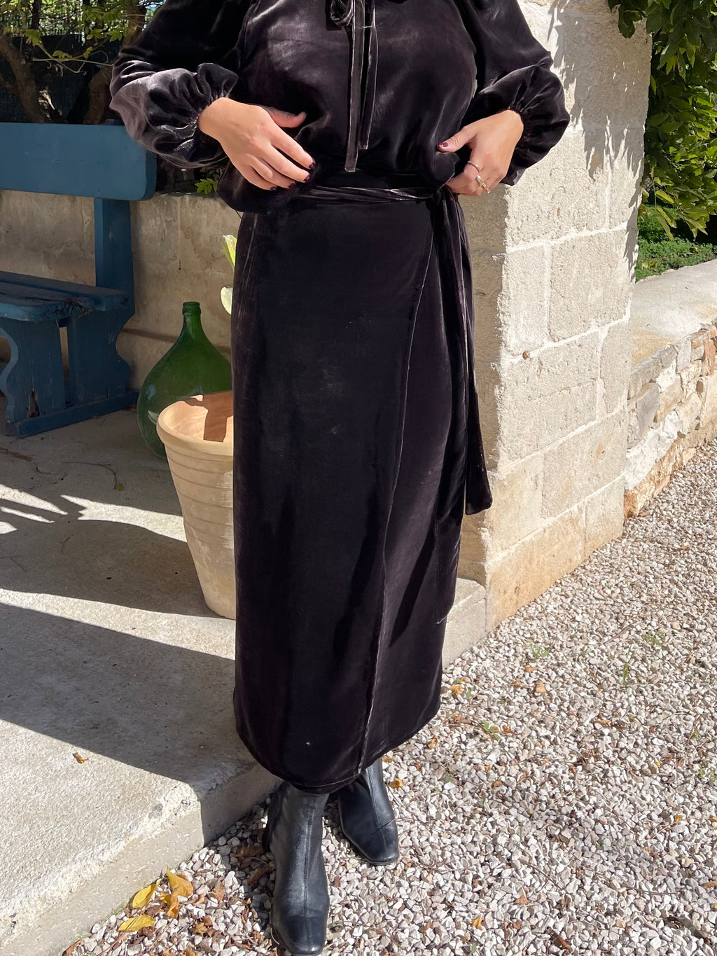 Silk Velvet Wrap Skirt