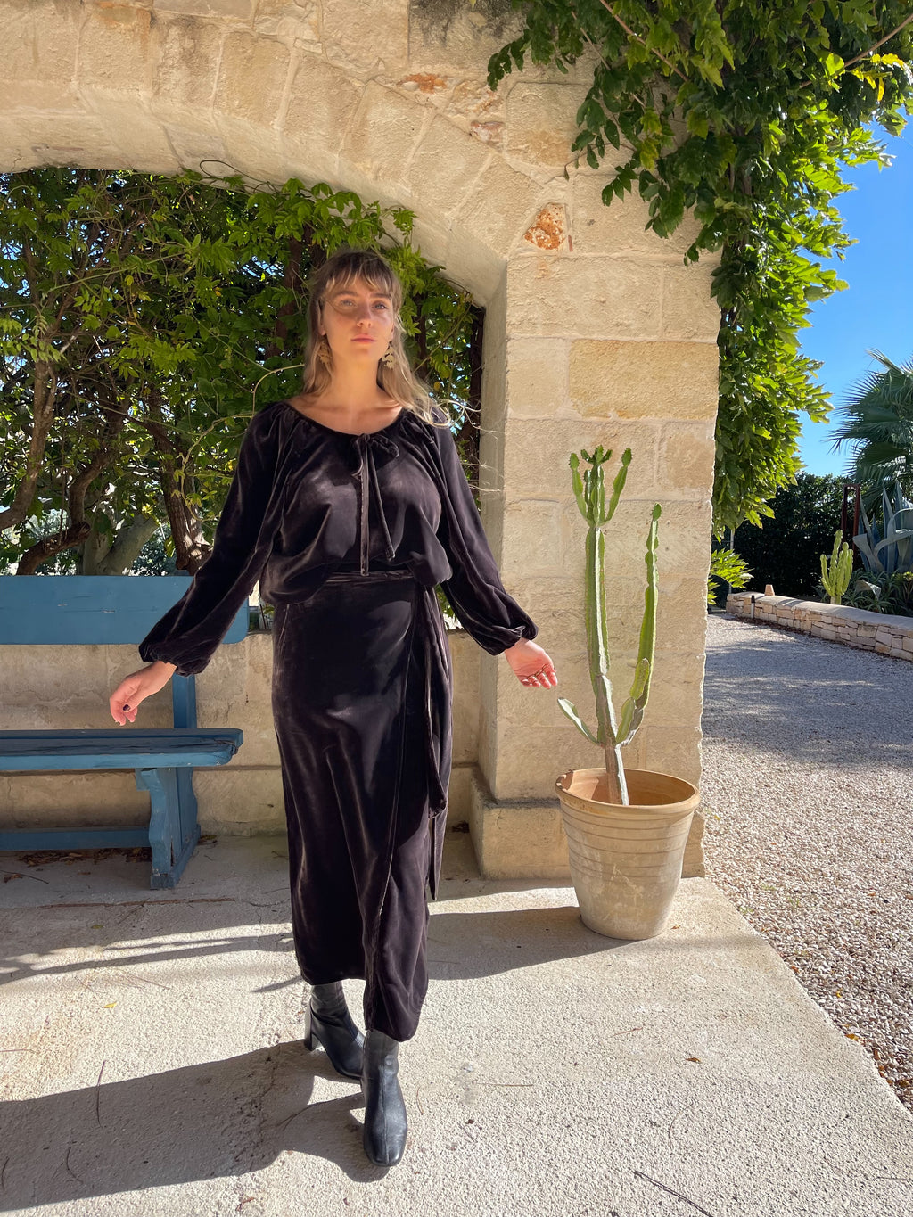 Silk Velvet Wrap Skirt