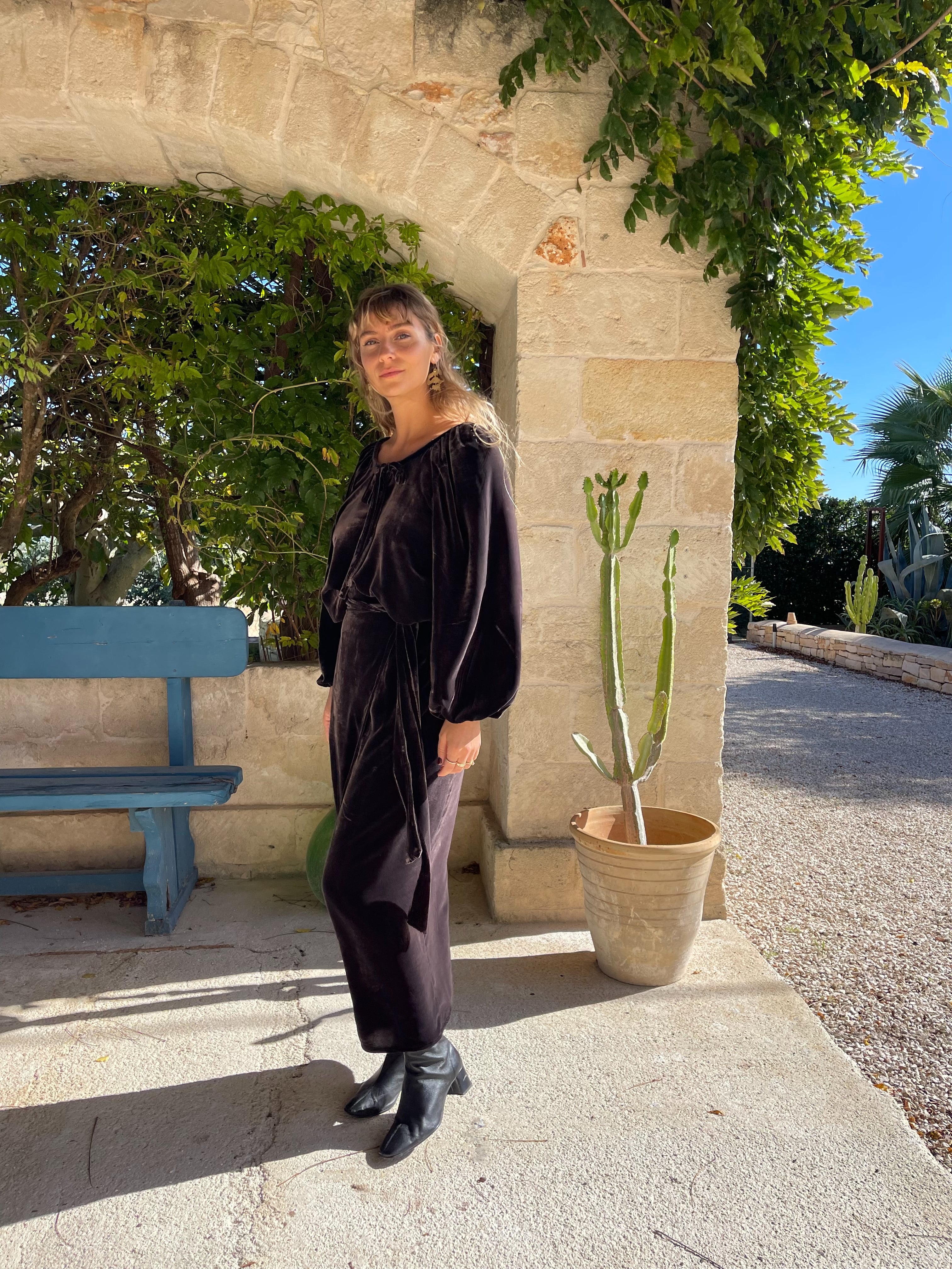 Brown Silk Velvet Blouse
