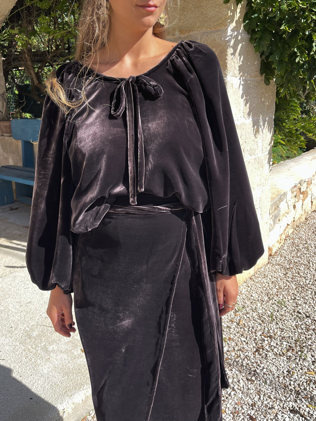 Silk Velvet Wrap Skirt