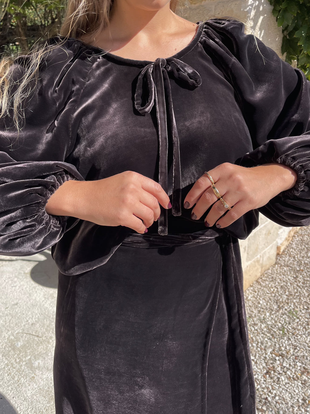 Brown Silk Velvet Blouse