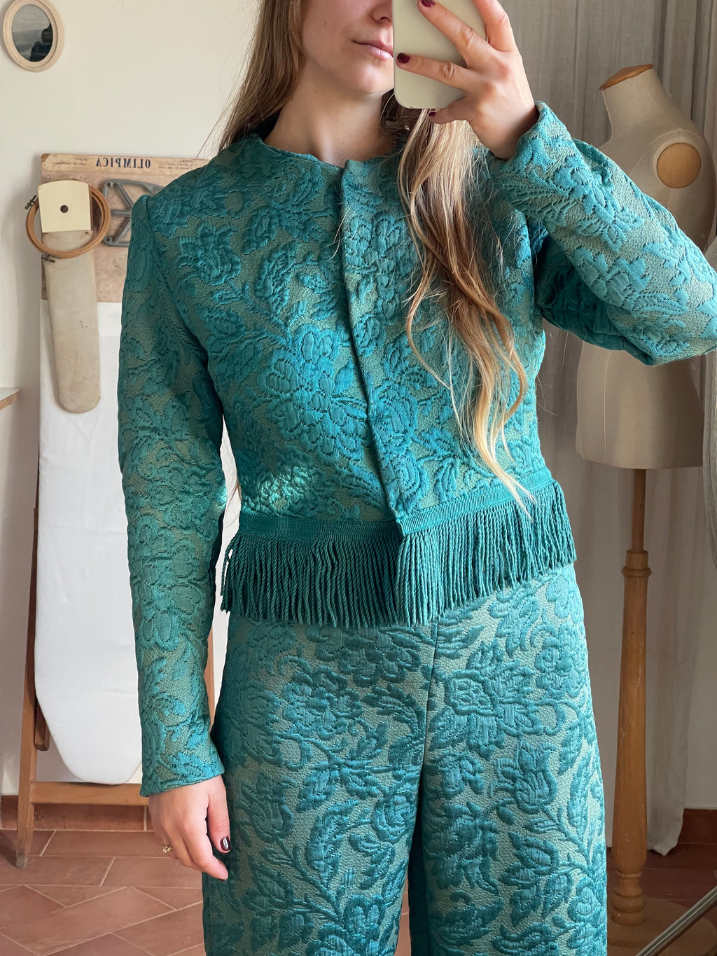 Giacchina jacquard con frange