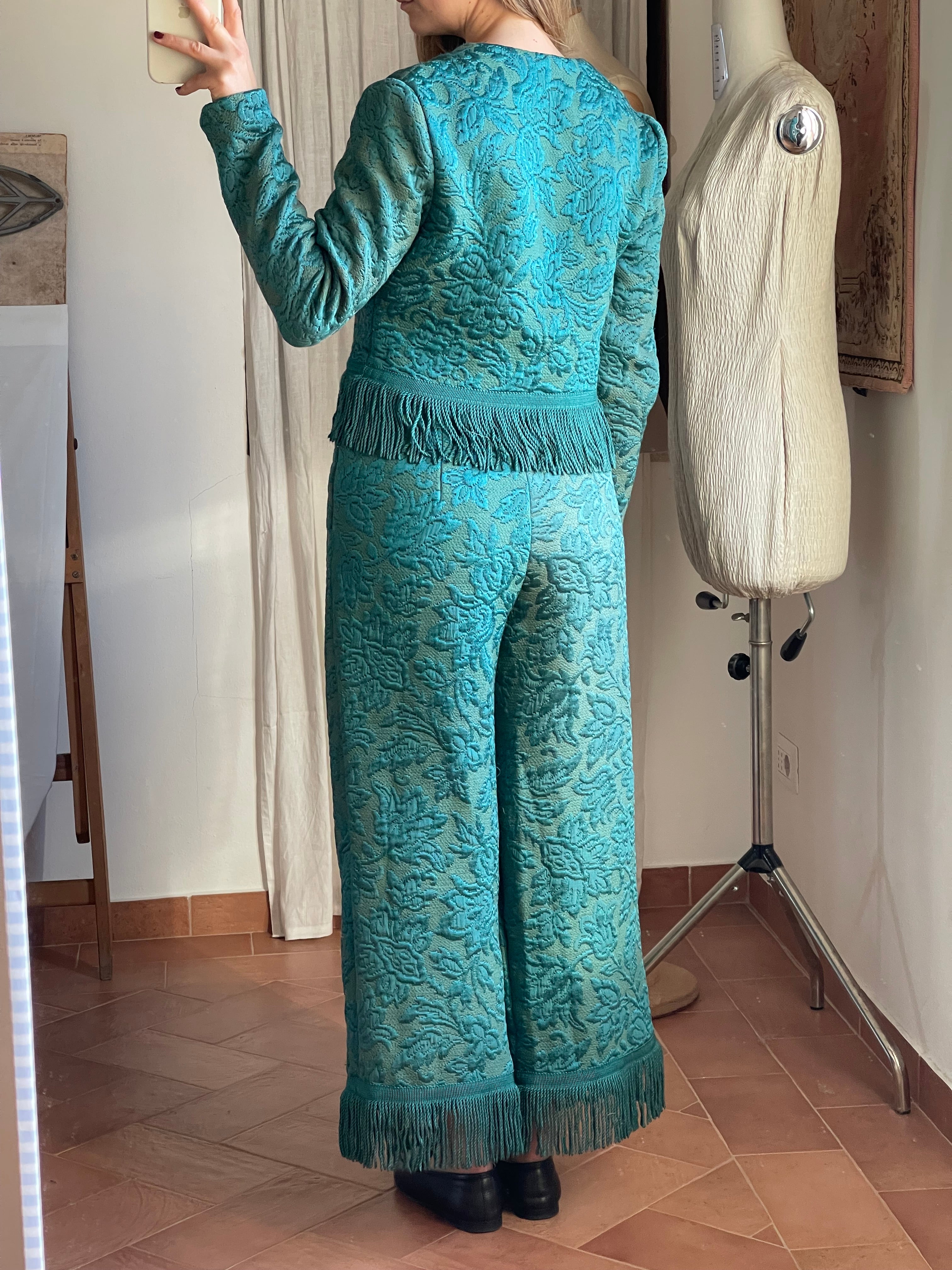 Pantalone jacquard con frange