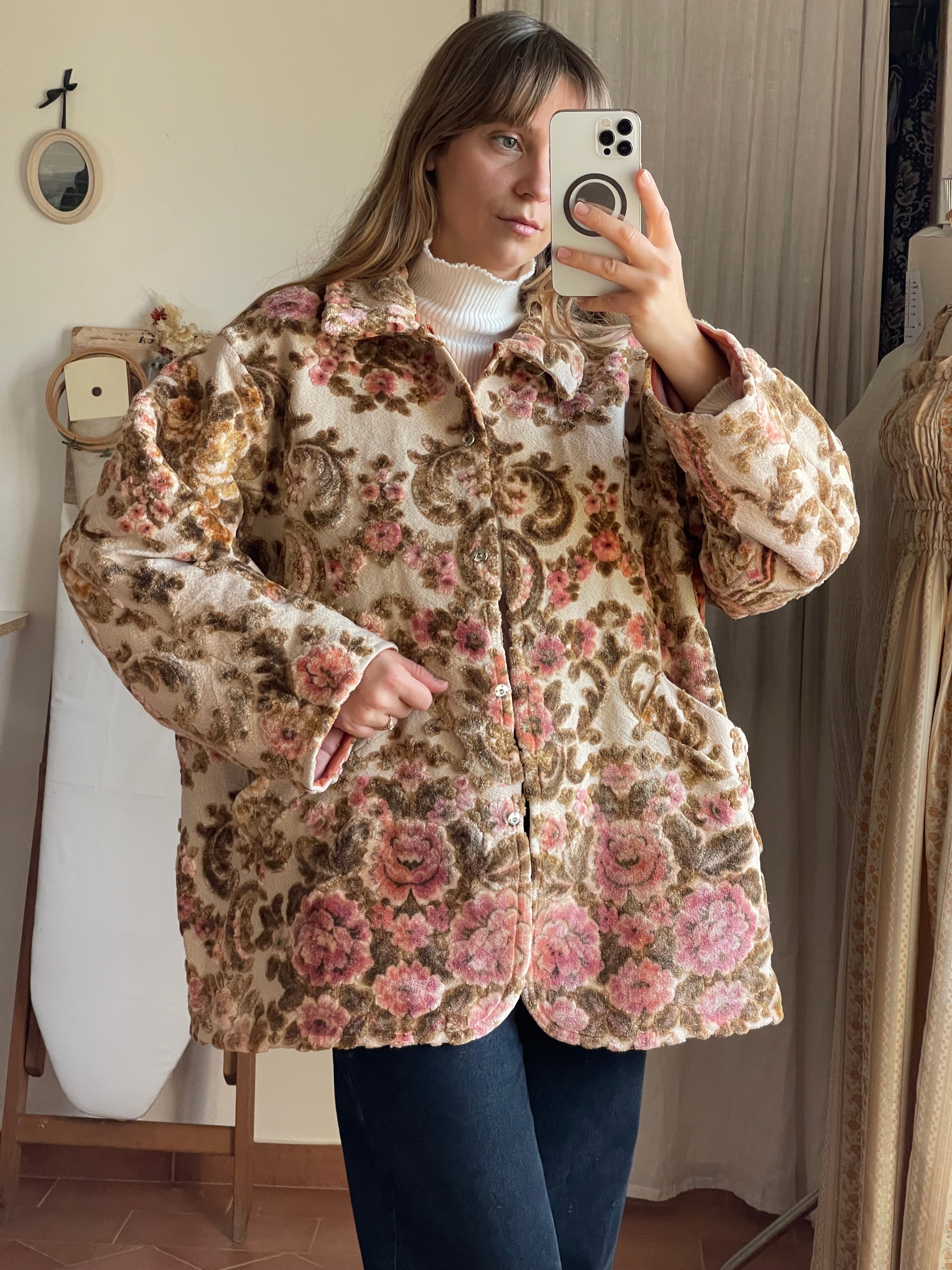 Barn jacket velluto floreale