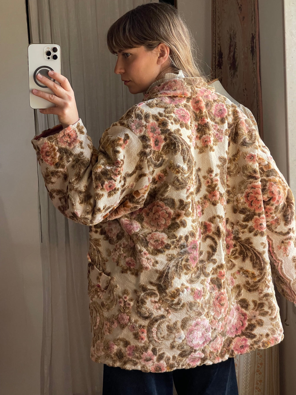 Barn jacket velluto floreale