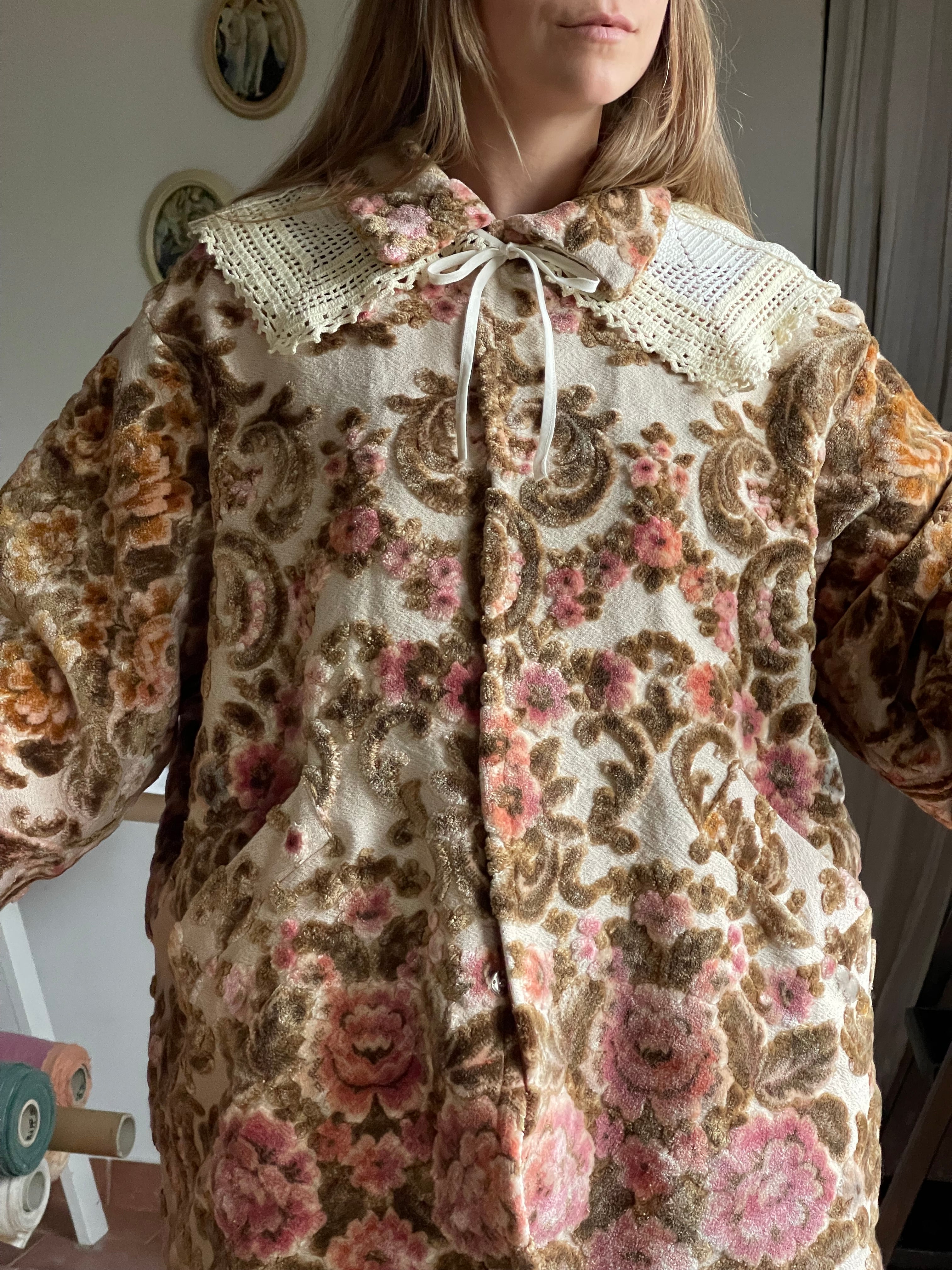 Barn jacket velluto floreale