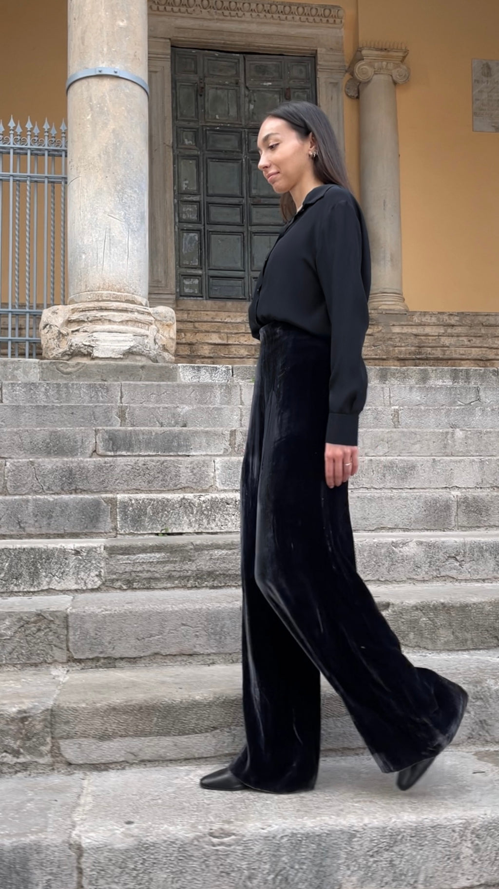 Silk Velvet Palazzo Pants