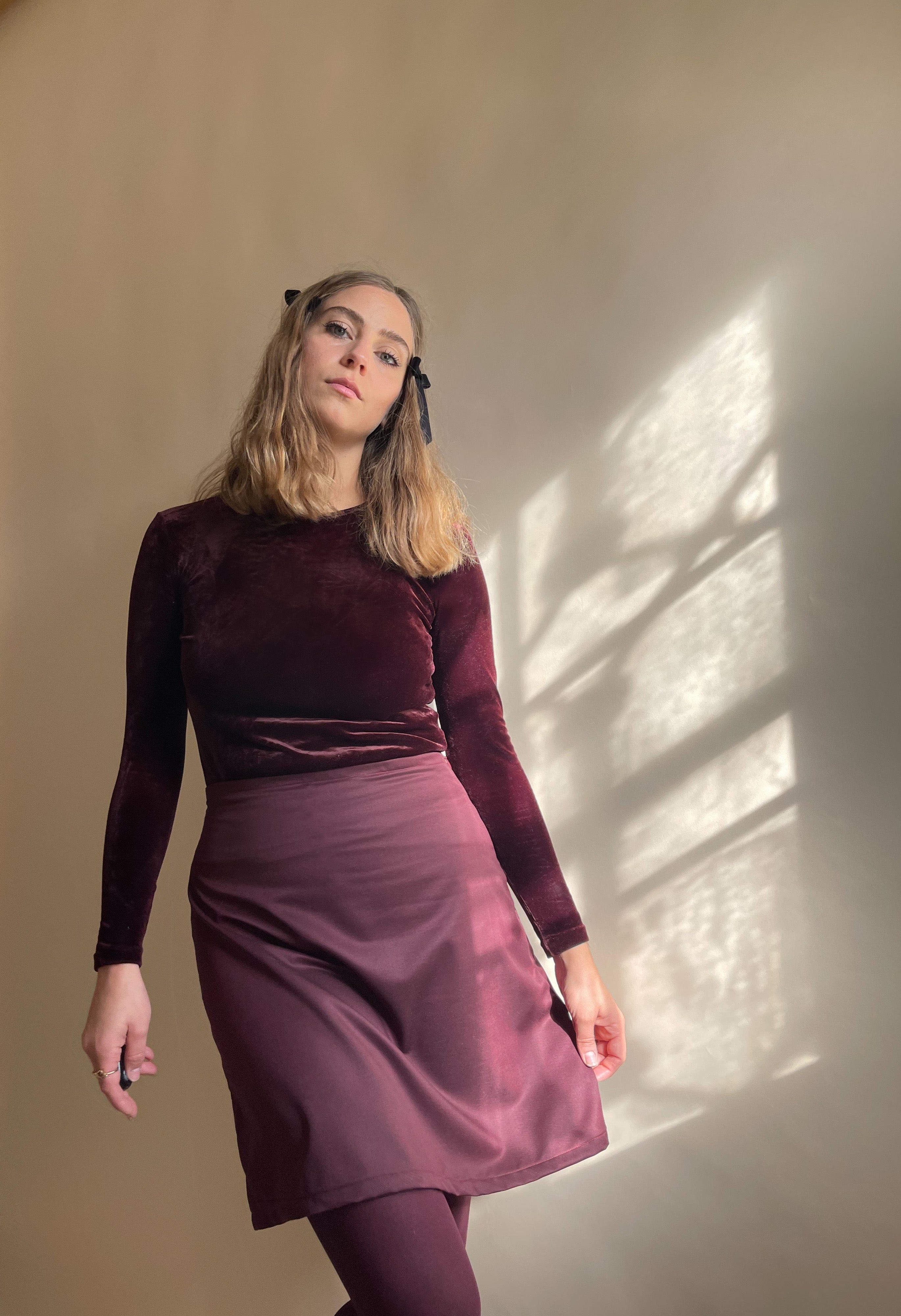 Minigonna Edie frescolana bordeaux