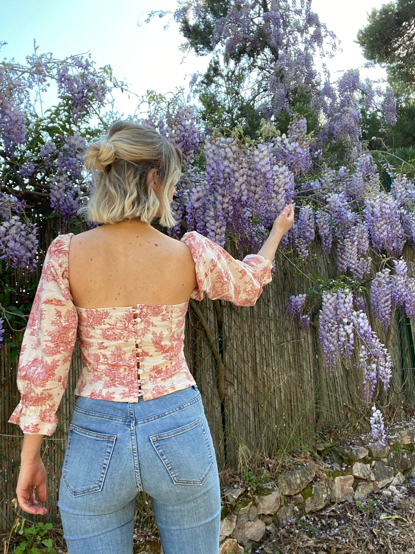 Modeled Top With Puff Sleeves
