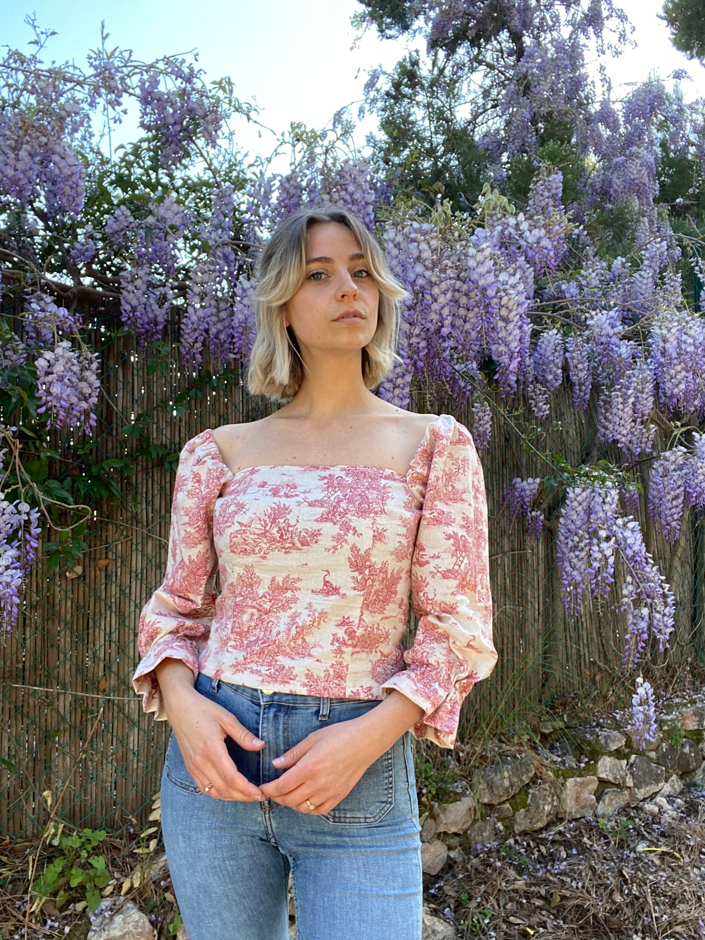 Modeled Top With Puff Sleeves