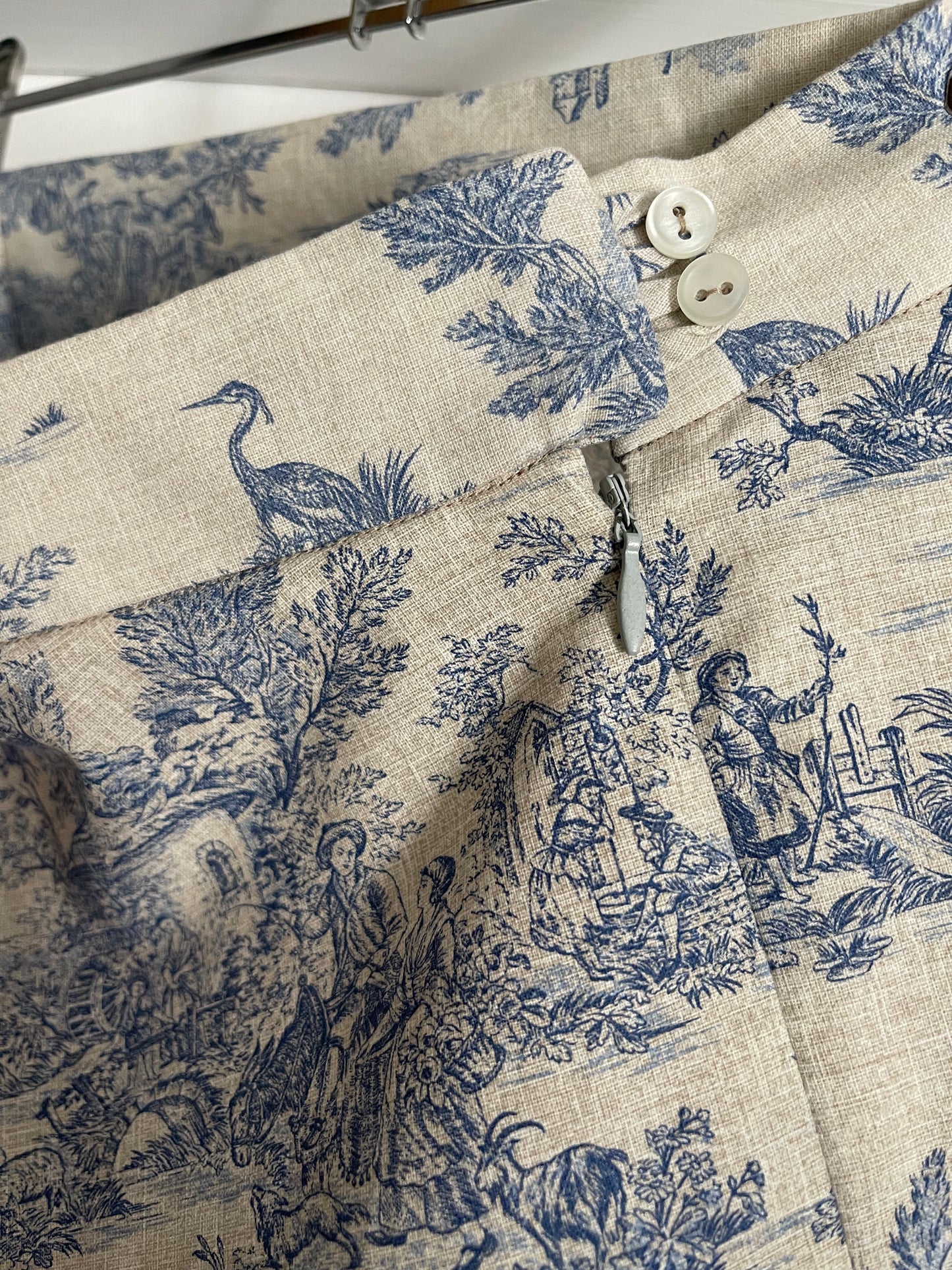 Blue toile de jouy miniskirt