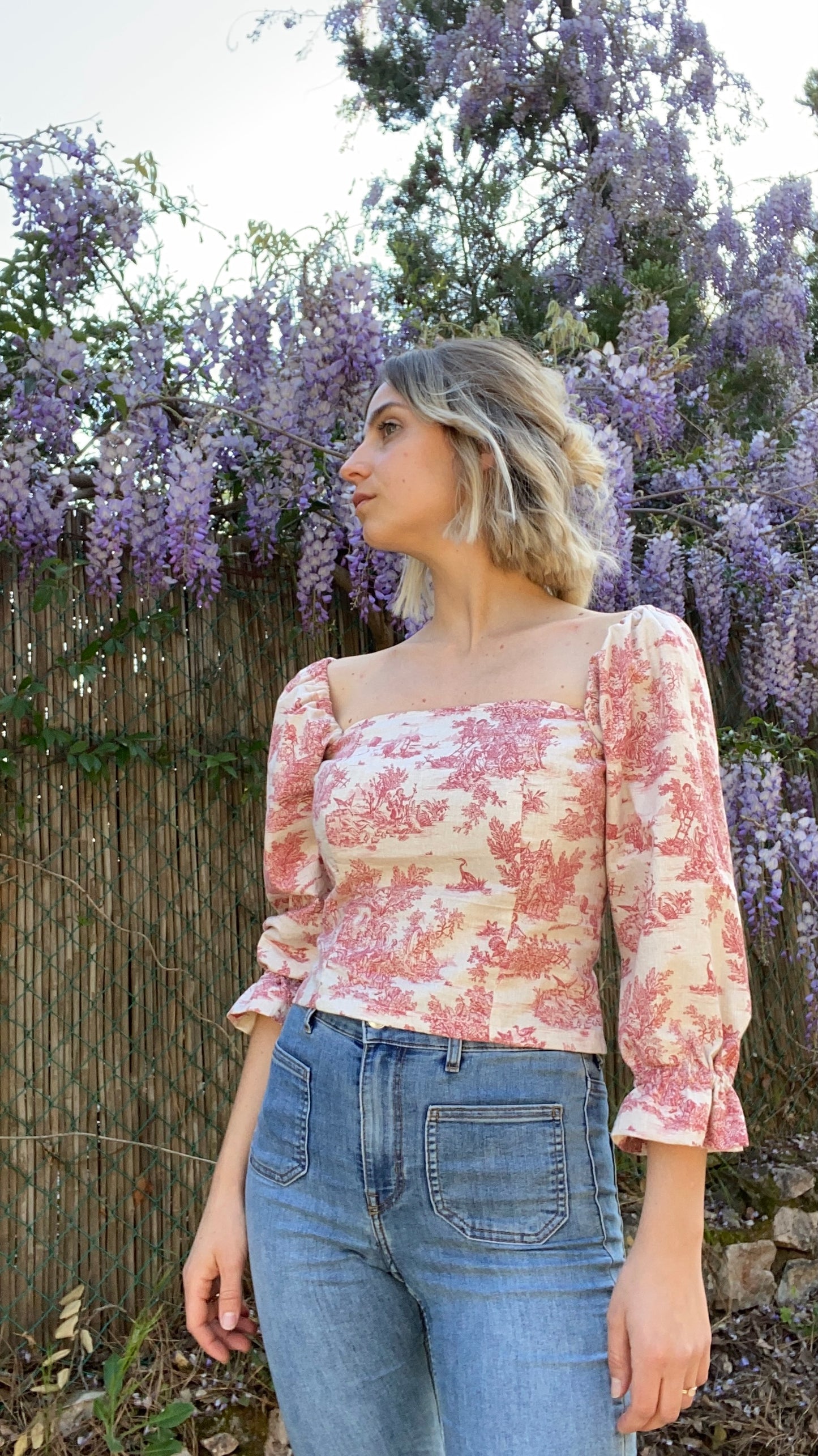 Modeled Top With Puff Sleeves