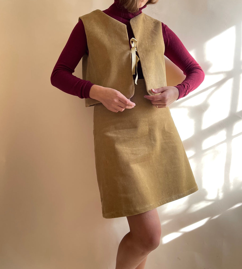 Minigonna Edie velluto a coste cammello