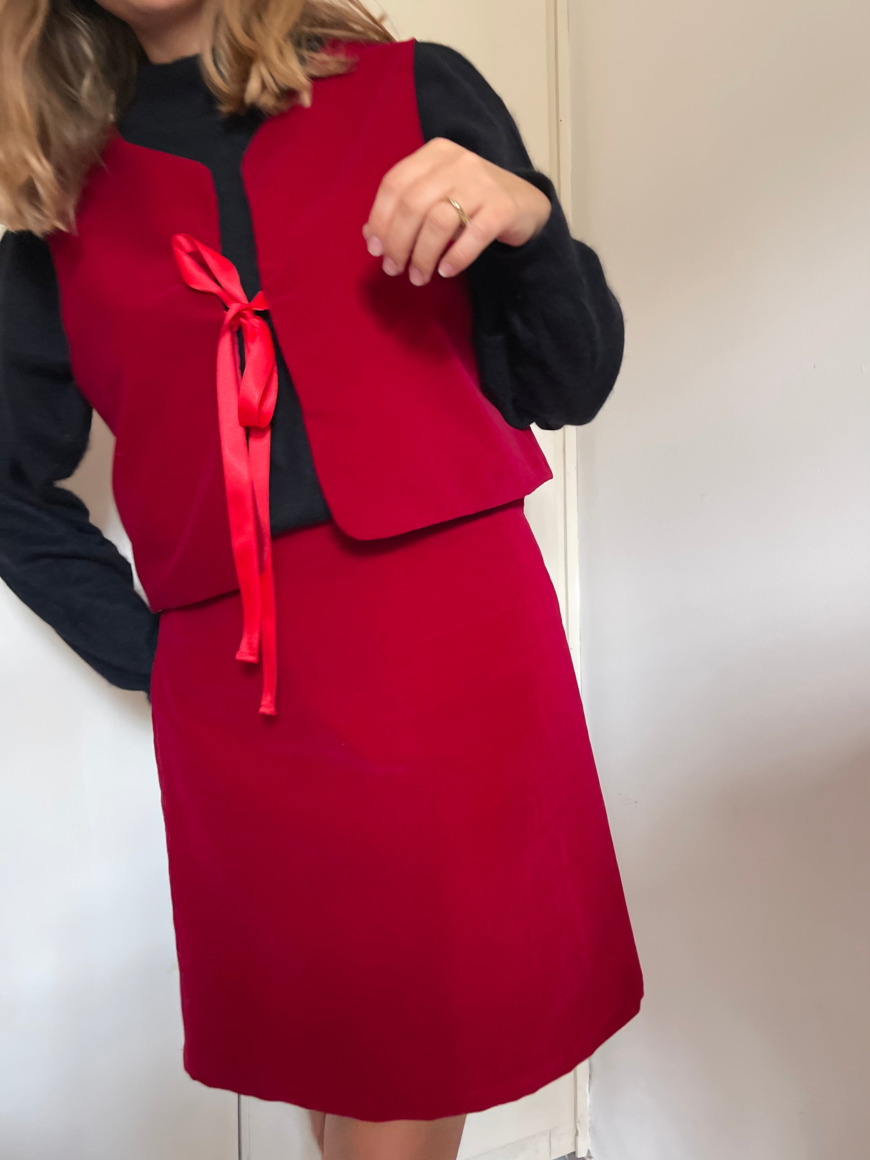 Gilet Indiana velluto rosso cotone