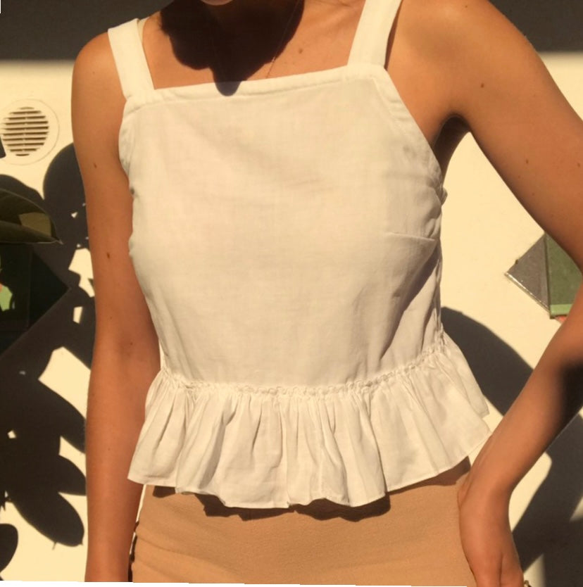 White Cotton Top With Flounce
