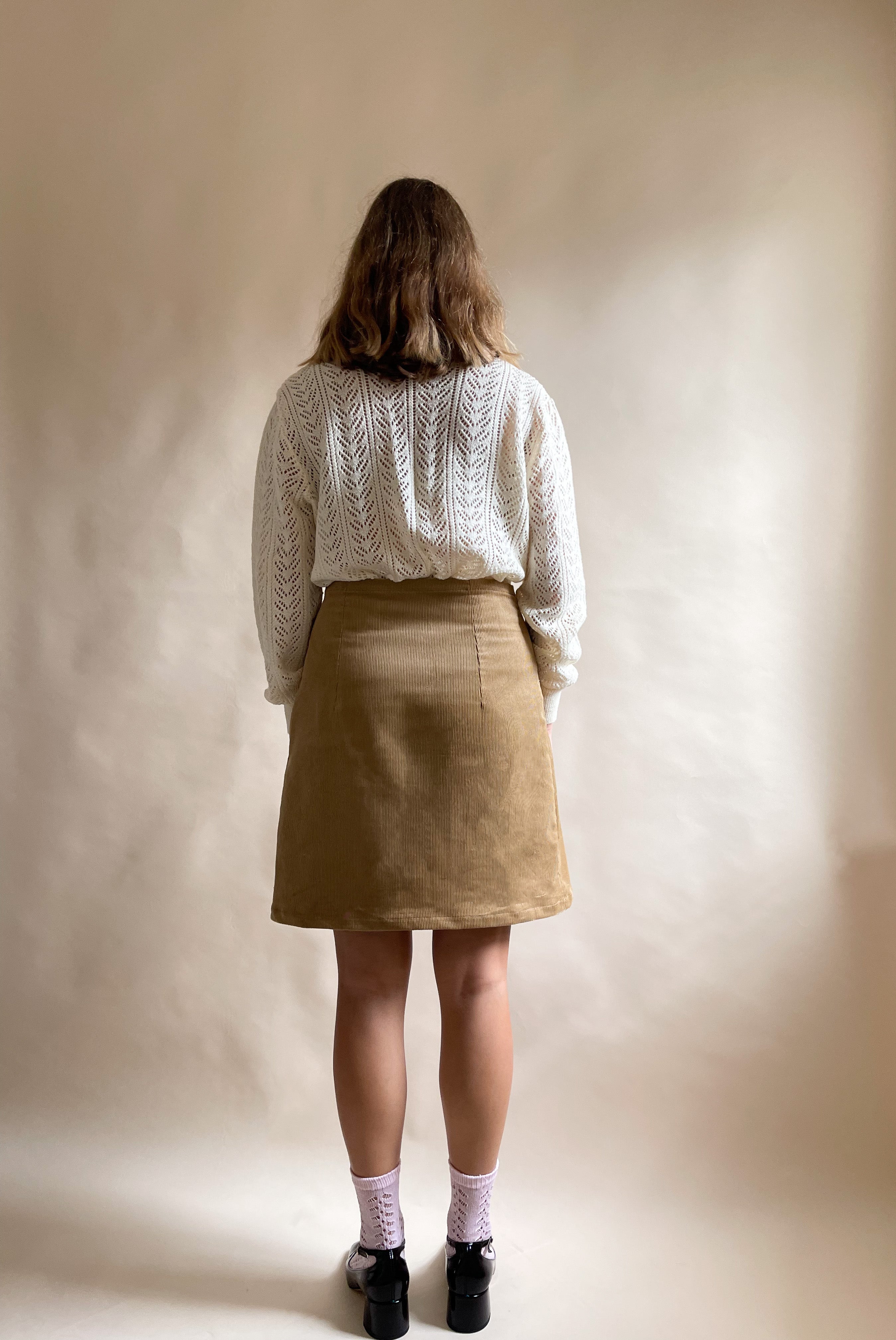 Minigonna Edie velluto a coste cammello