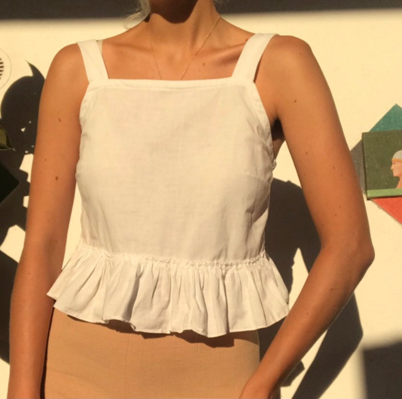 White Cotton Top With Flounce