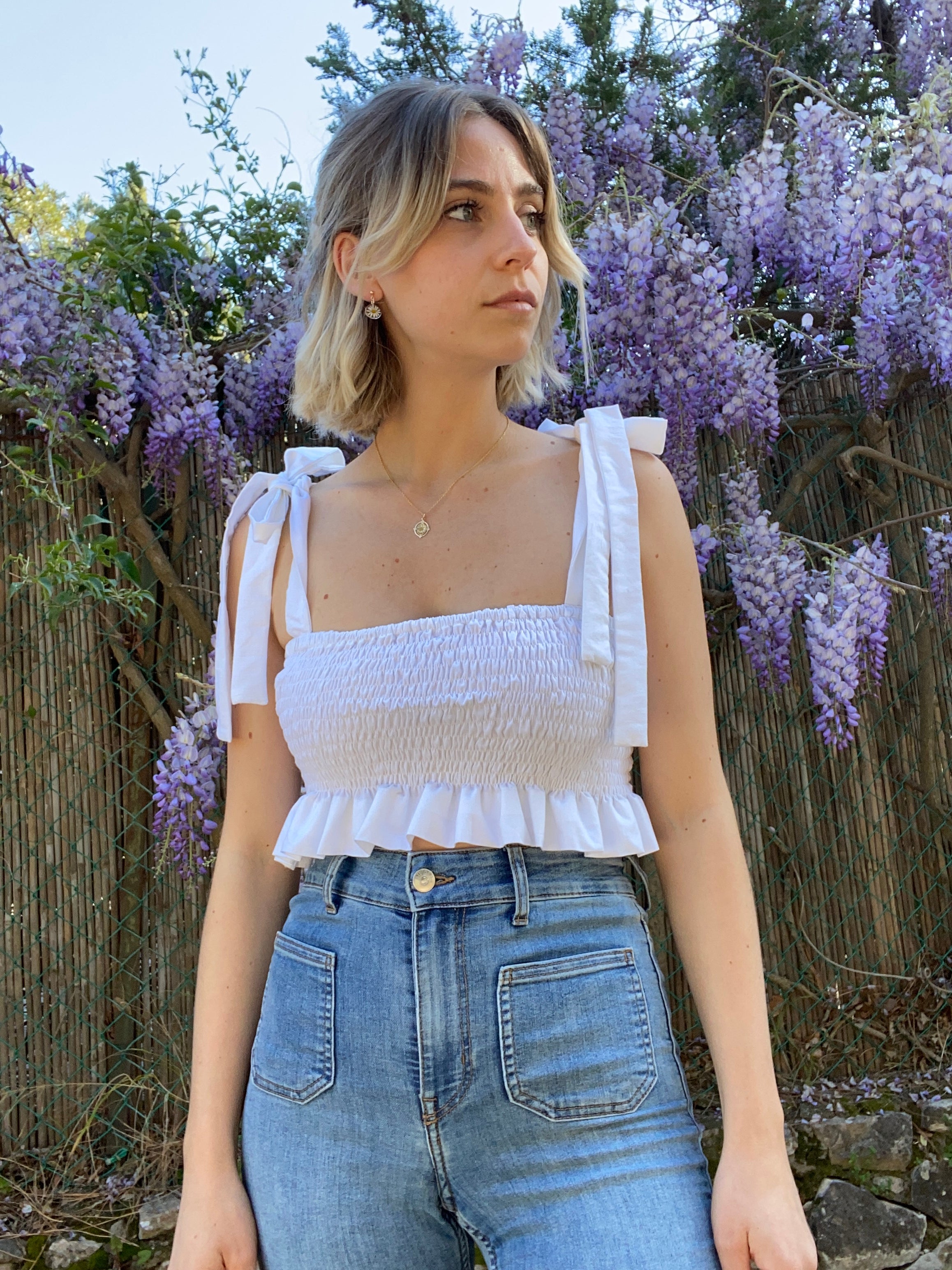 Crop Top con bretelle cotone