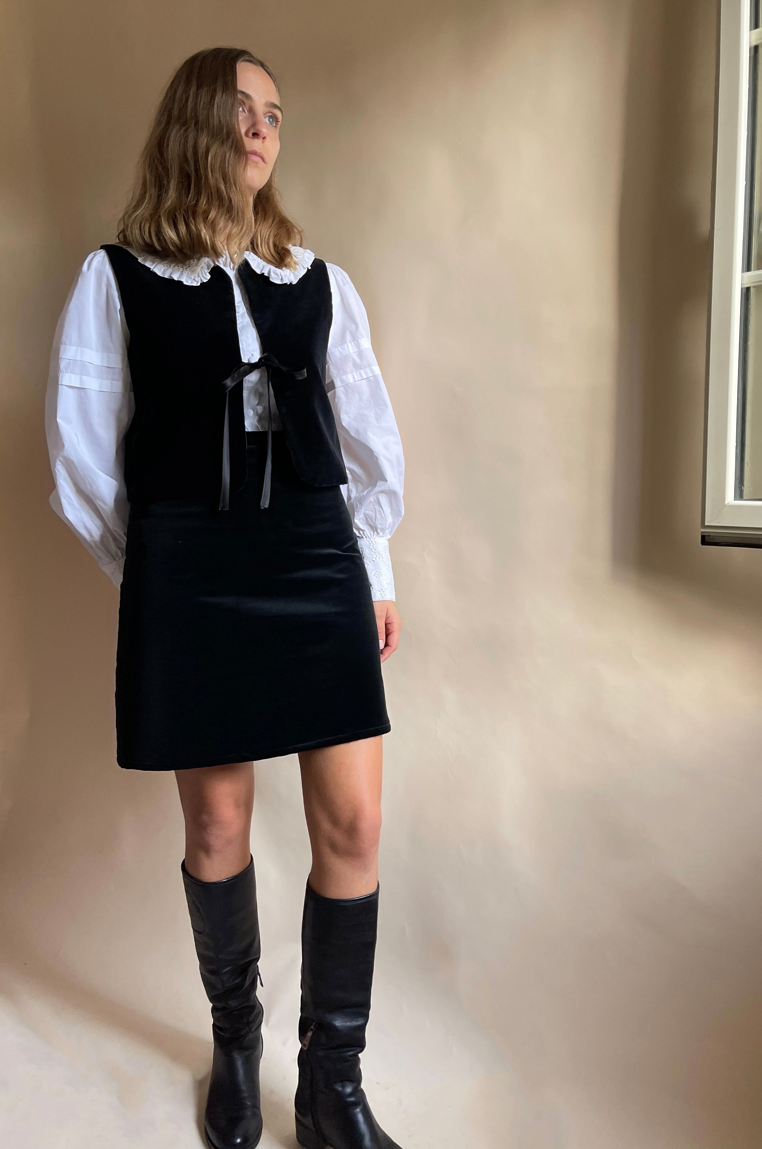 Gilet Indiana velluto nero cotone