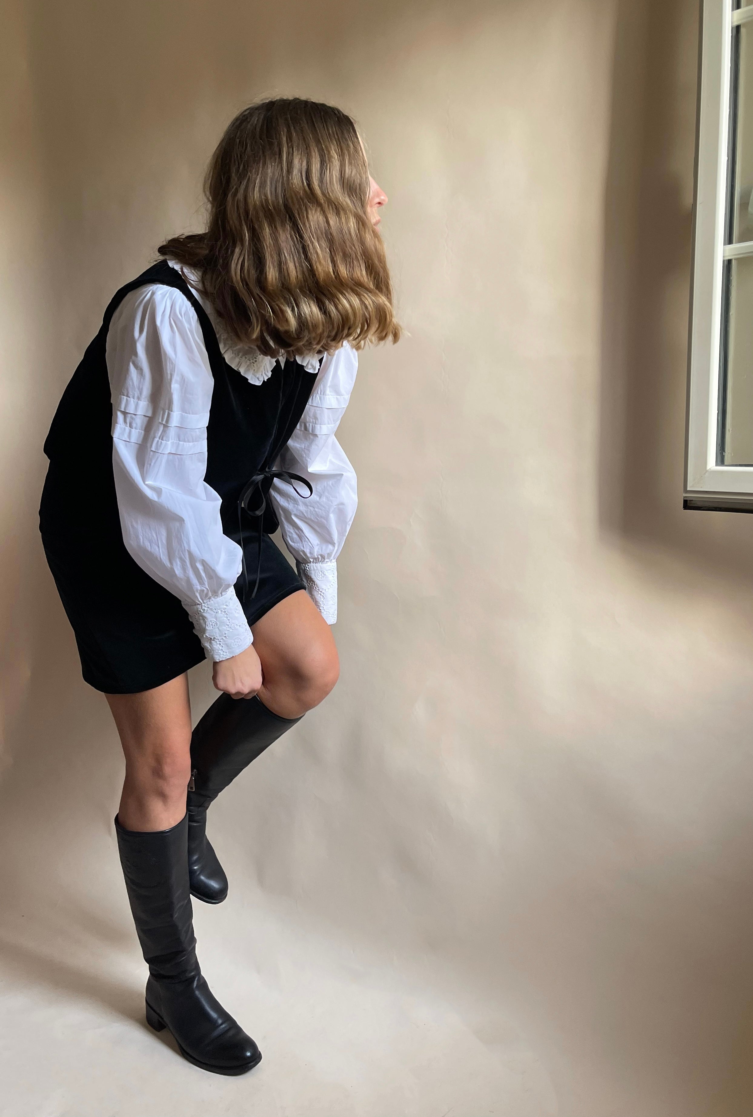 Minigonna Edie velluto nero cotone