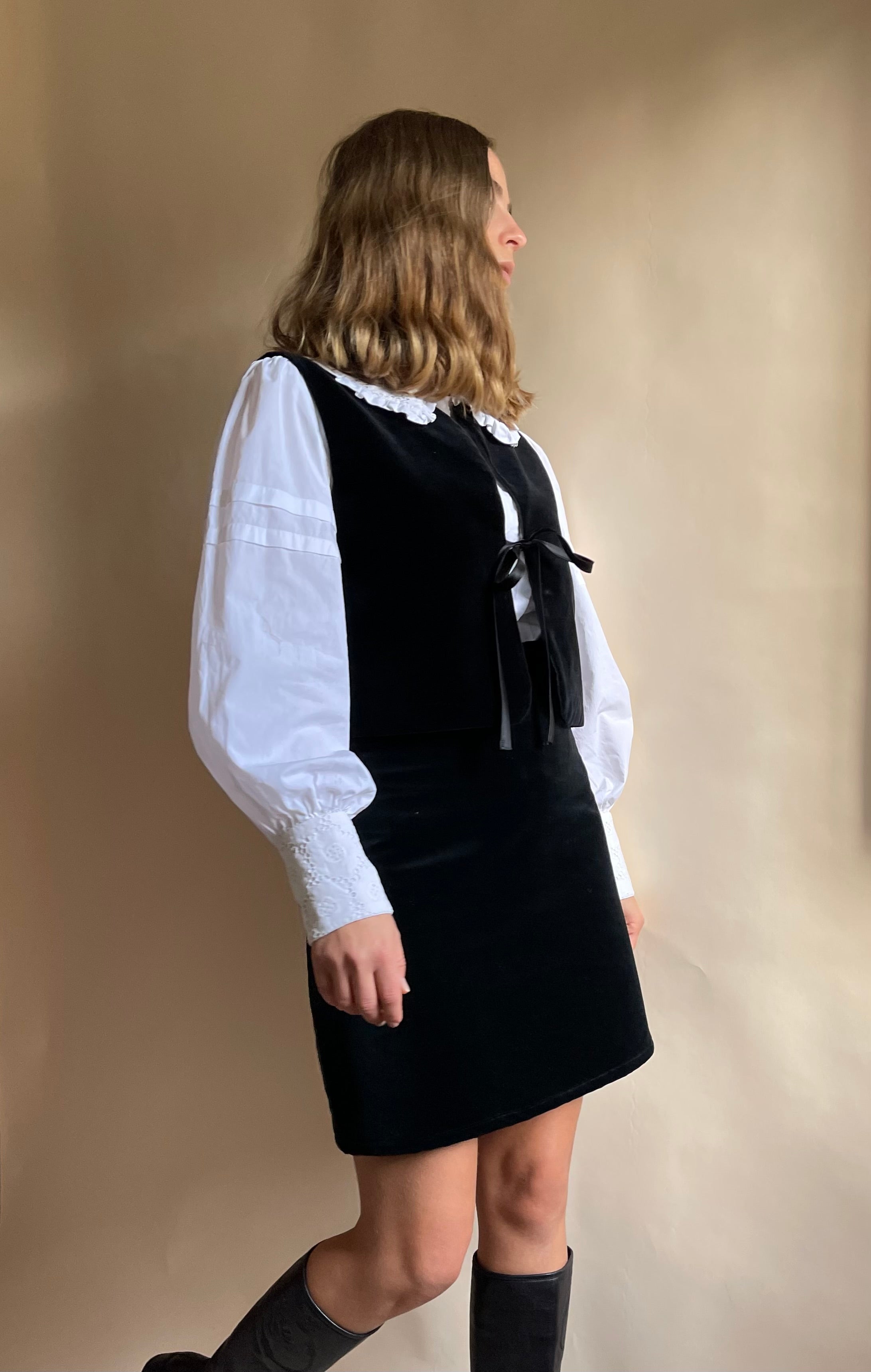 Minigonna Edie velluto nero cotone