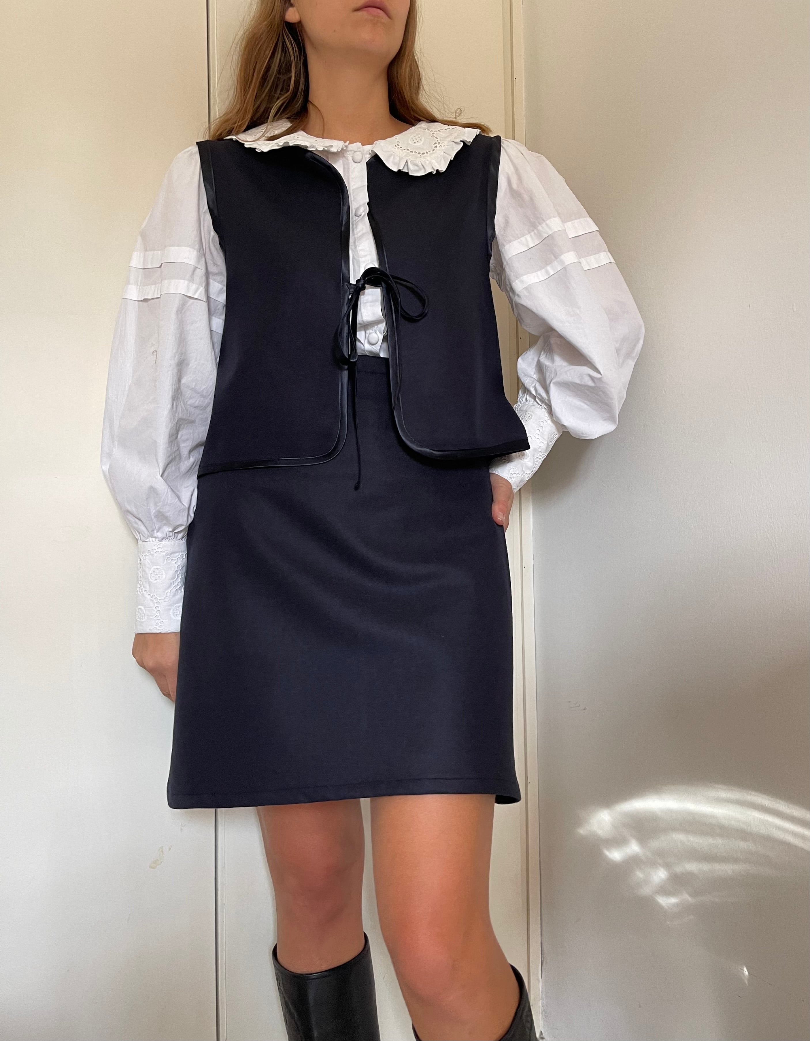 Gilet Indiana lana cotta blu scuro