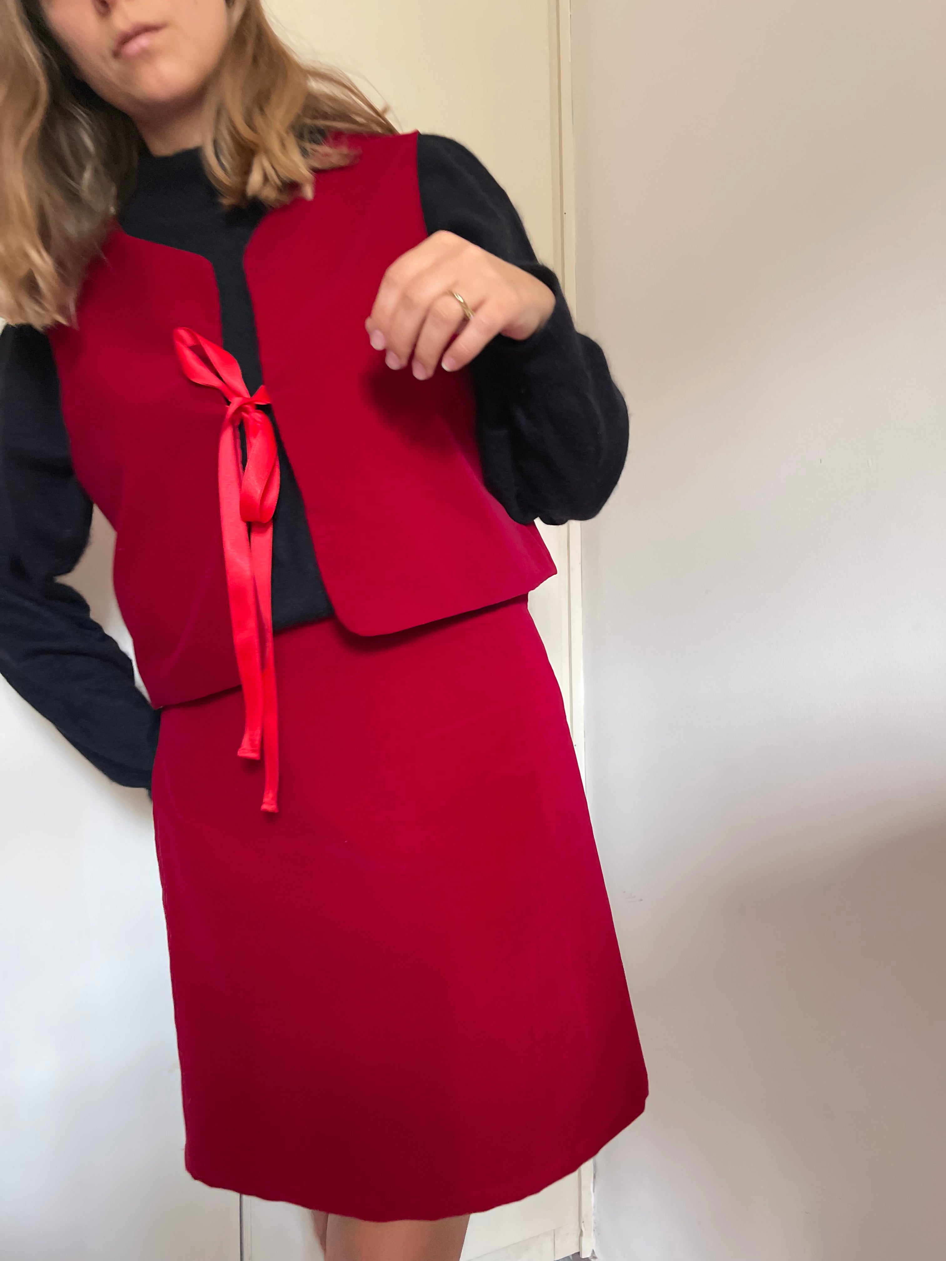 Minigonna Edie velluto rosso cotone